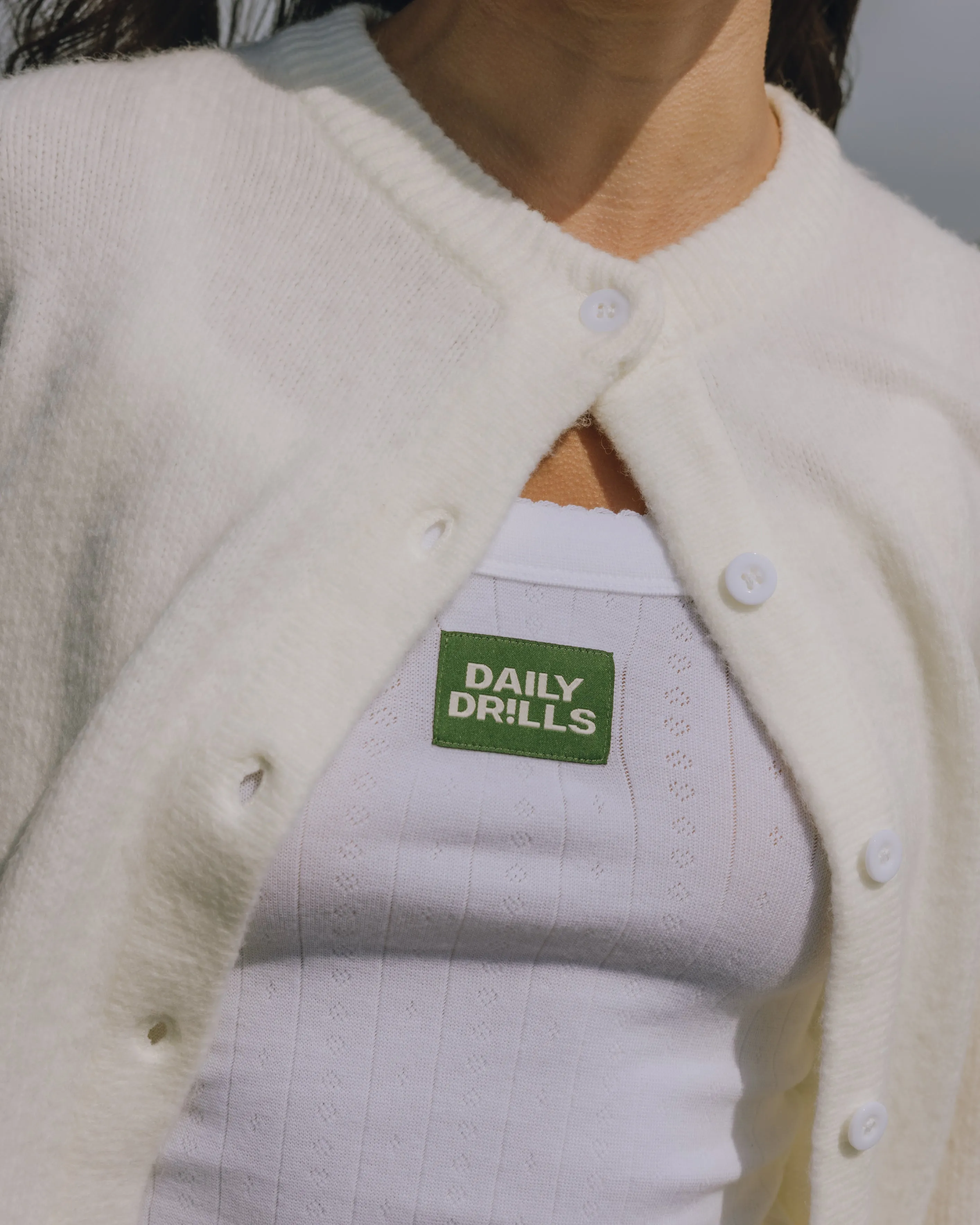 Pointelle Everyday Tank - White sold by Daily Drills product image thumbnail 3