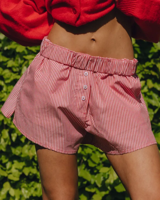 Poplin Resort Shorts - Heart + White Stripe sold by Daily Drills
