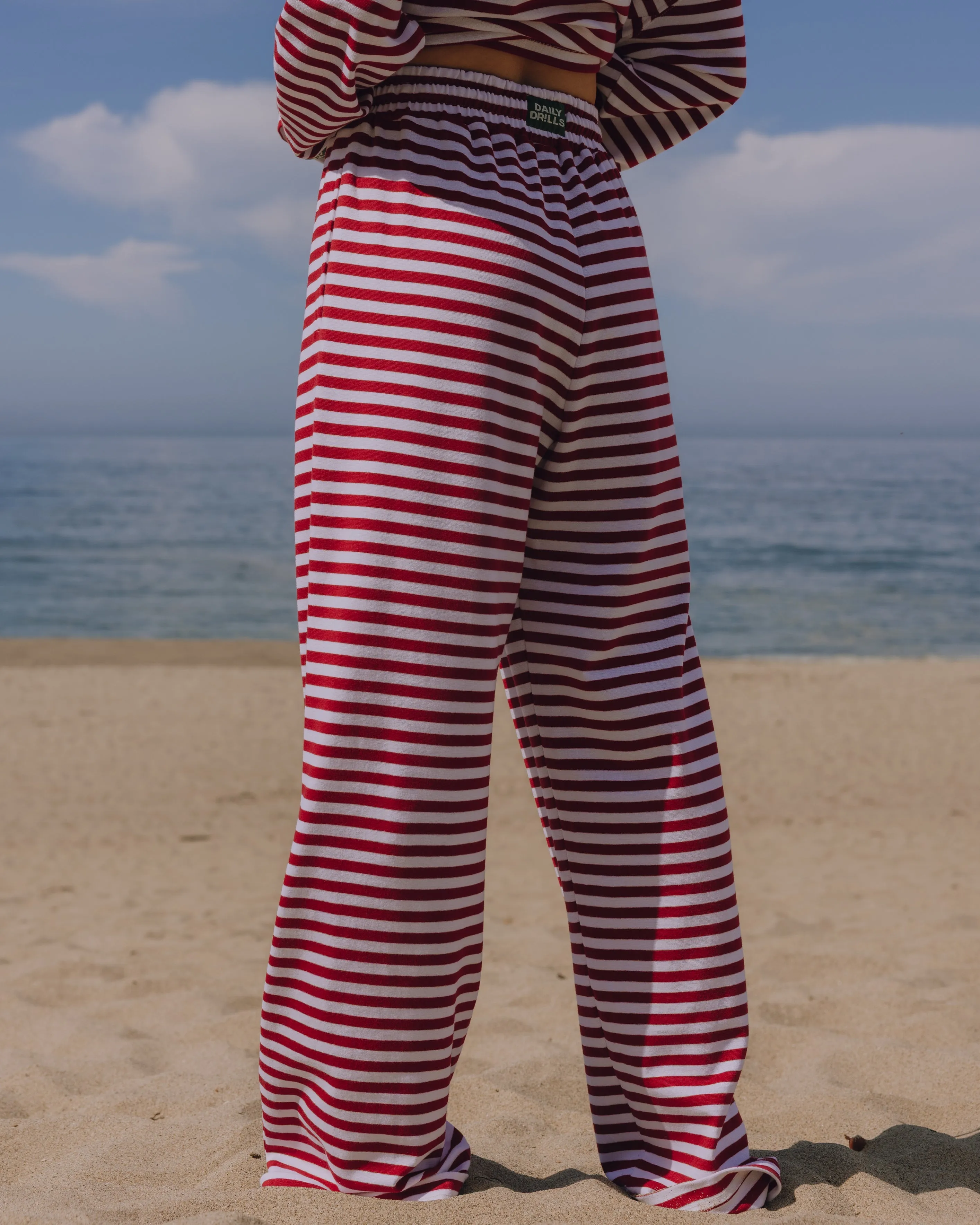 Striped Cotton Pants - Red + Cream Stripe sold by Daily Drills product image thumbnail 2