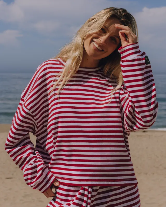 Striped Cotton Long Sleeve - Red + Cream Stripe sold by Daily Drills