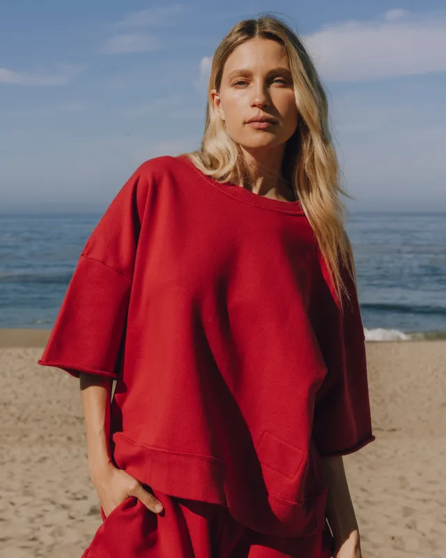 Cropped Sleeve Crew - Vintage Red sold by Daily Drills