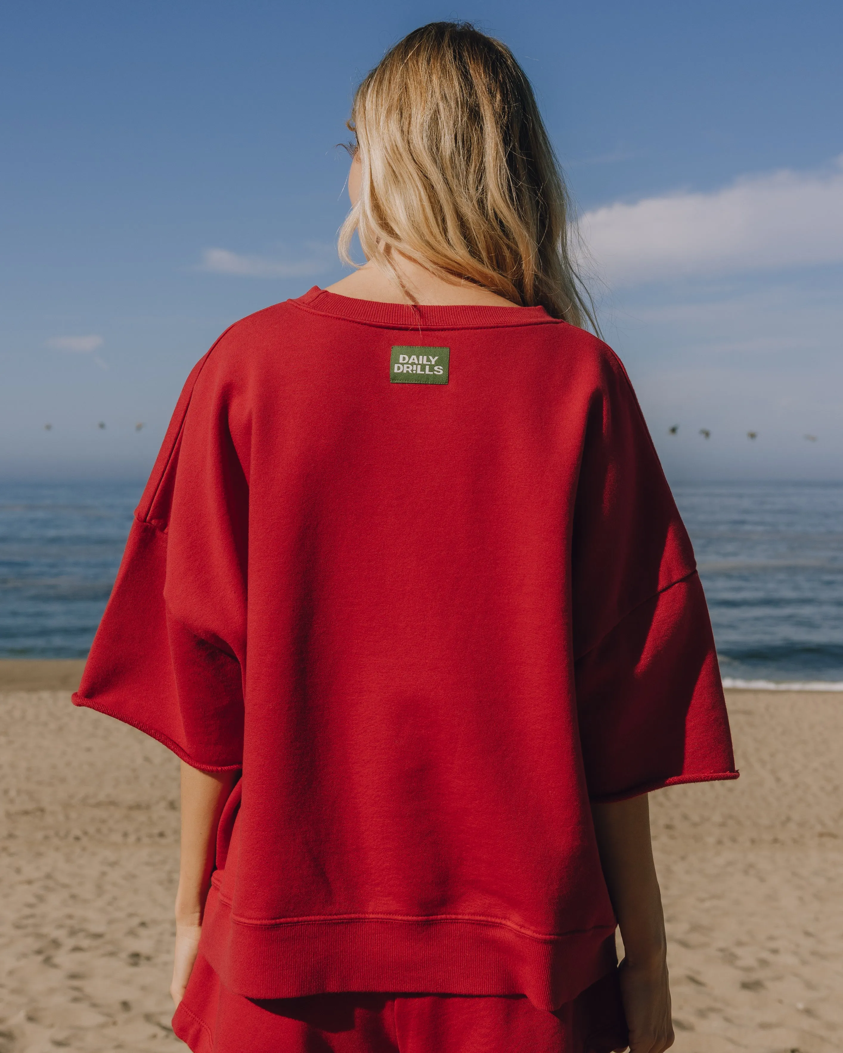 Cropped Sleeve Crew - Vintage Red sold by Daily Drills product image thumbnail 2