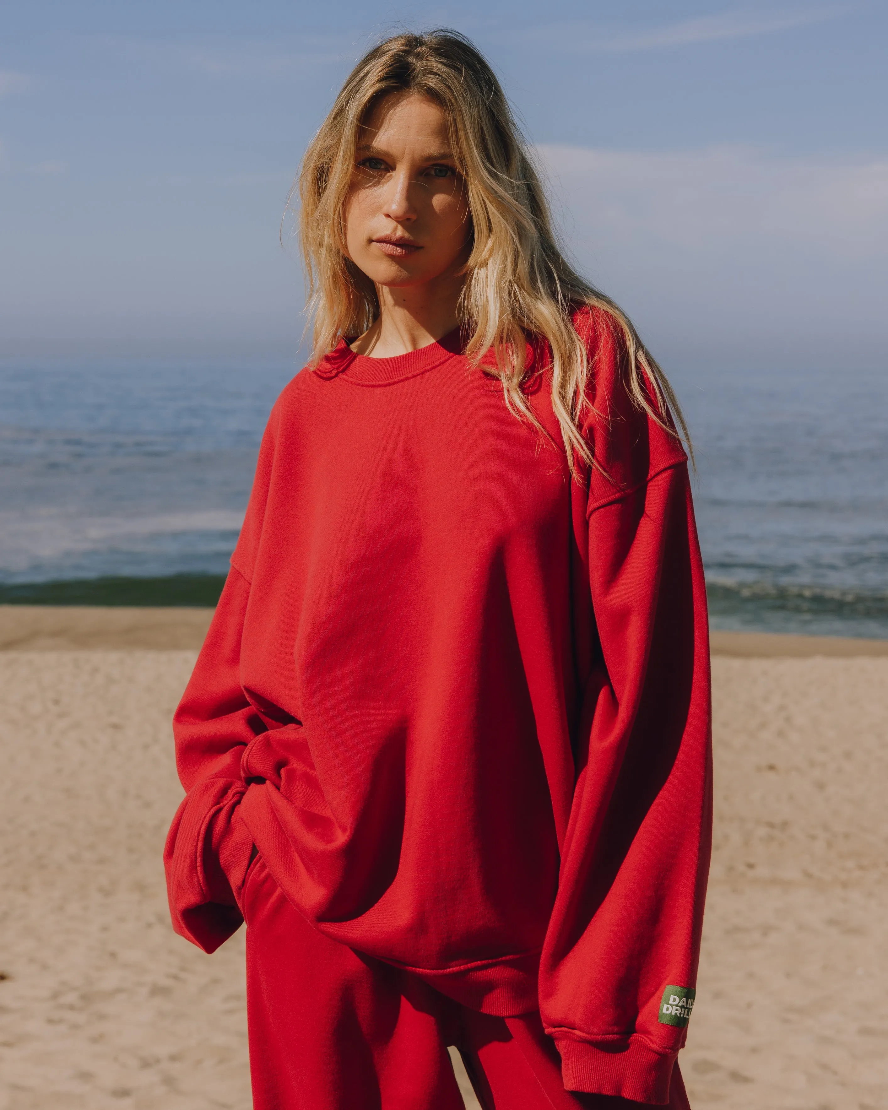 Unisex Oversized Crew - Vintage Red sold by Daily Drills