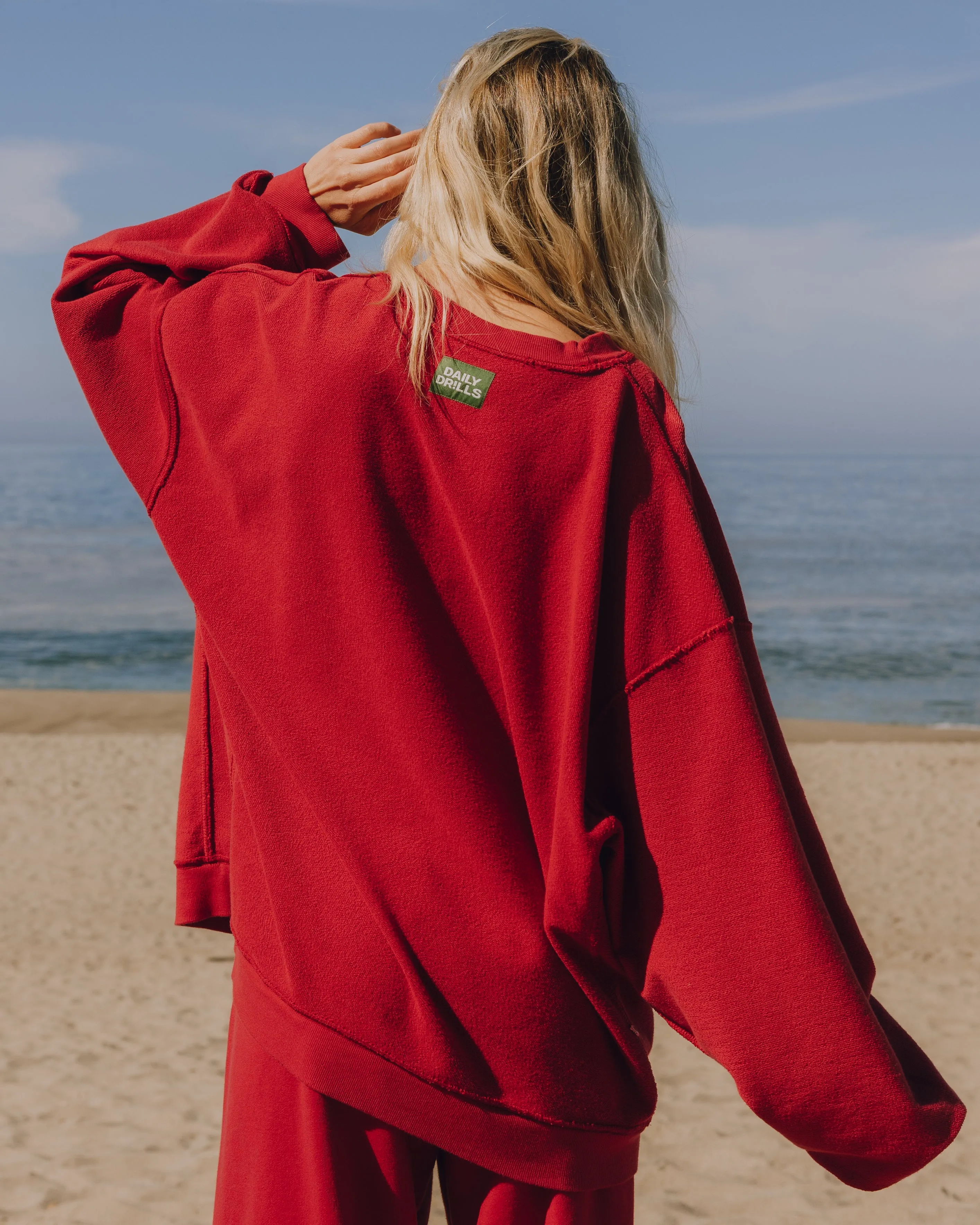 Unisex Oversized Crew - Vintage Red sold by Daily Drills product image thumbnail 3