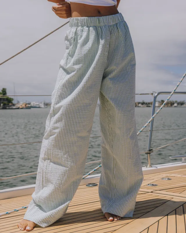 Seersucker Resort Pants - Green + White Stripe sold by Daily Drills