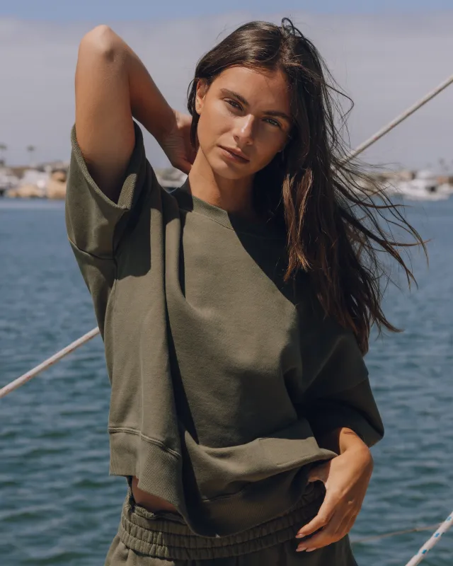 Cropped Sleeve Crew - Lodge sold by Daily Drills