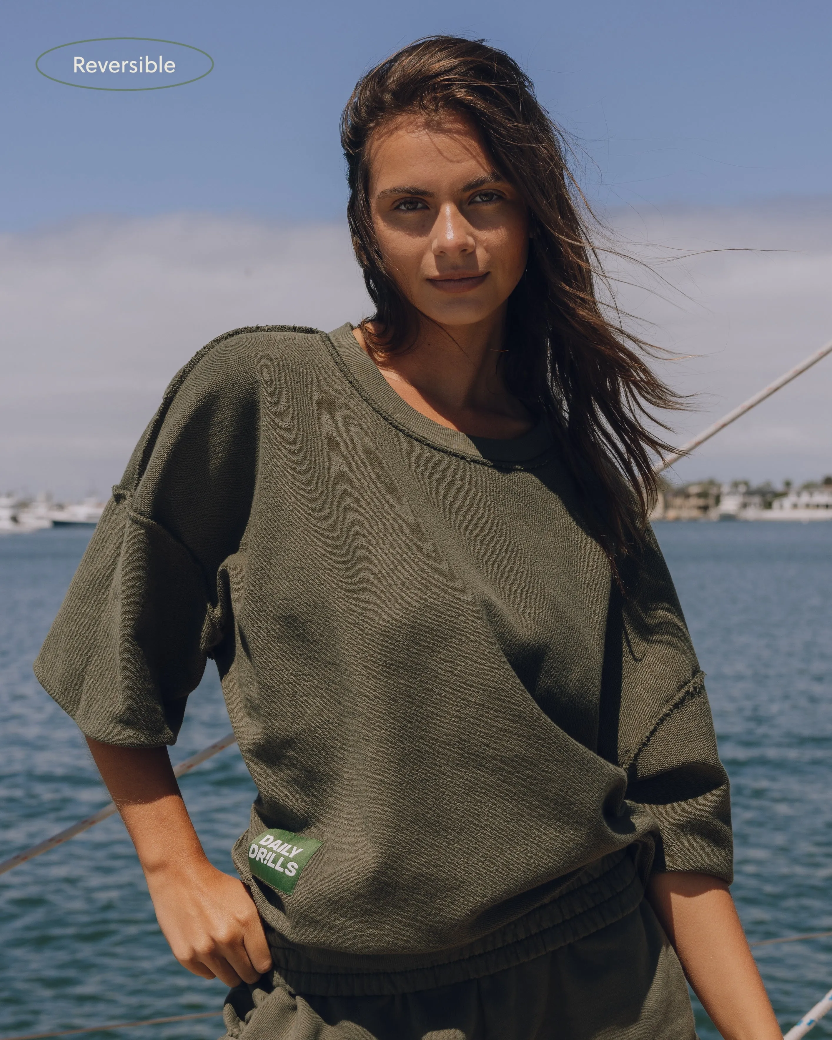 Cropped Sleeve Crew - Lodge sold by Daily Drills product image thumbnail 3