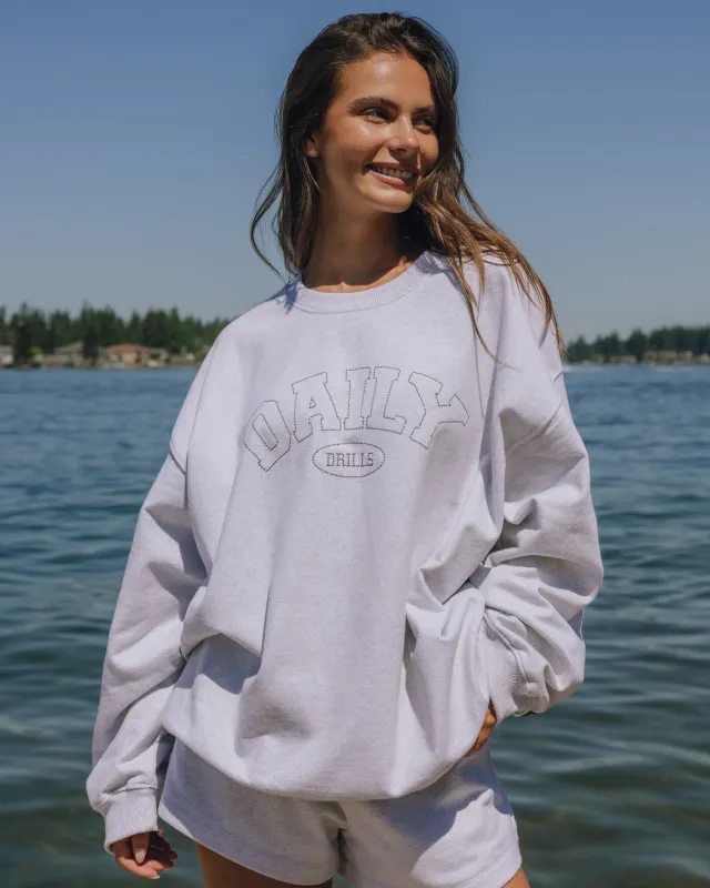 Oversized Fleece Daily Crew - Heather Grey + Dark Grey Stitch made by Daily Drills