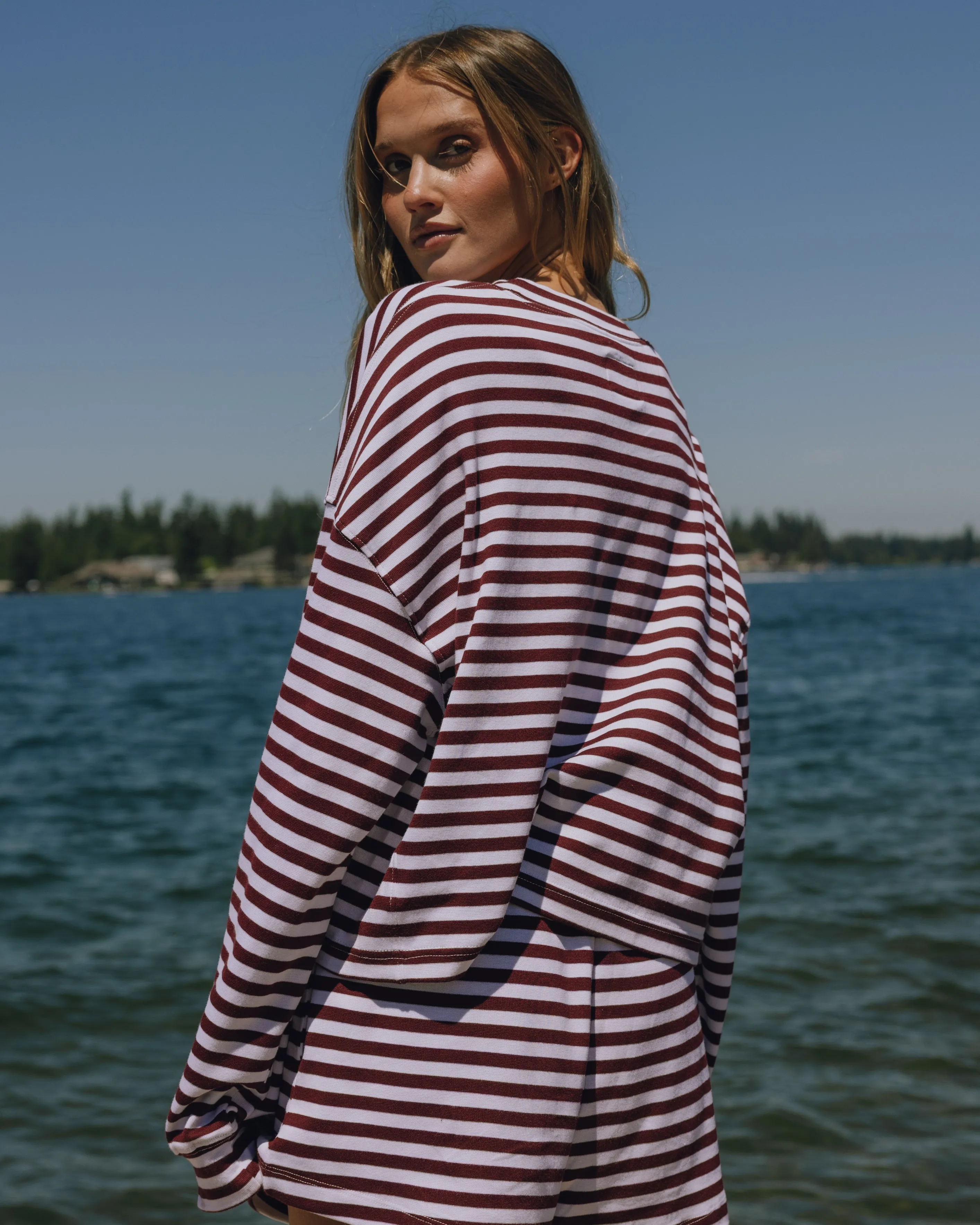 Striped Cotton Long Sleeve - Bodega + White Stripe sold by Daily Drills product image thumbnail 2