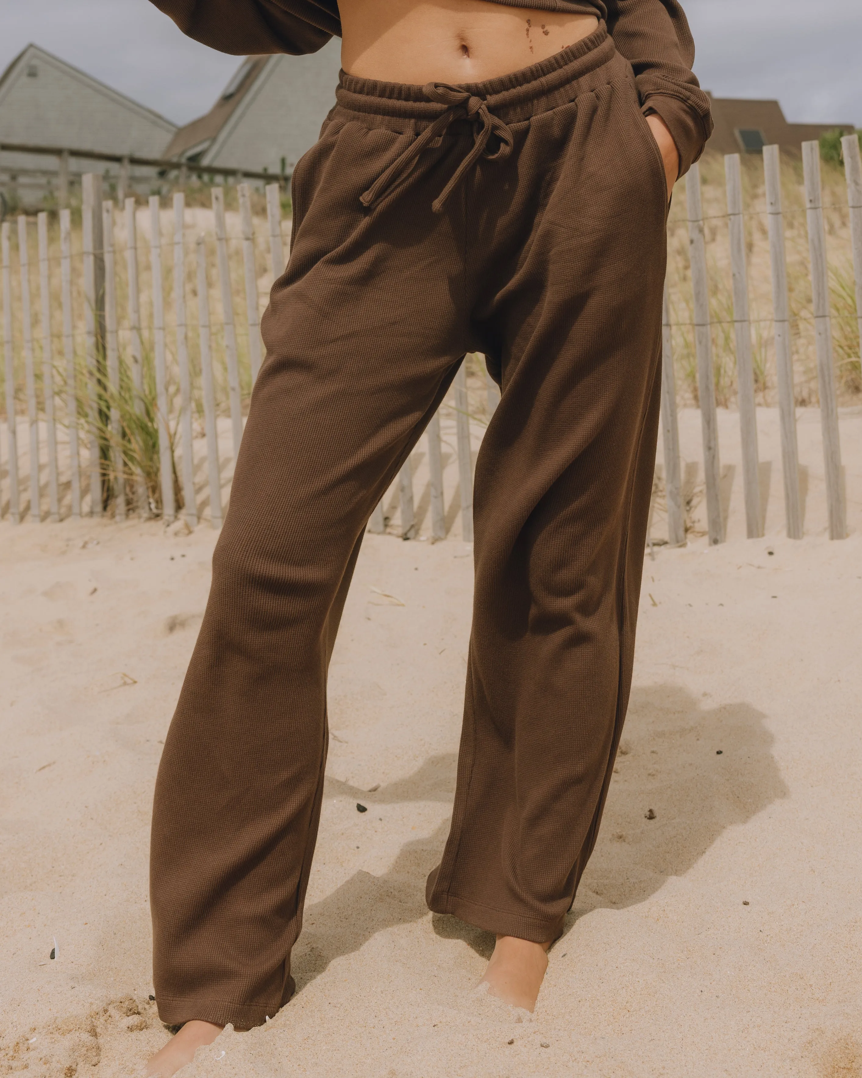 Thermal Resort Pants - Coco with Monochrome Patch sold by Daily Drills