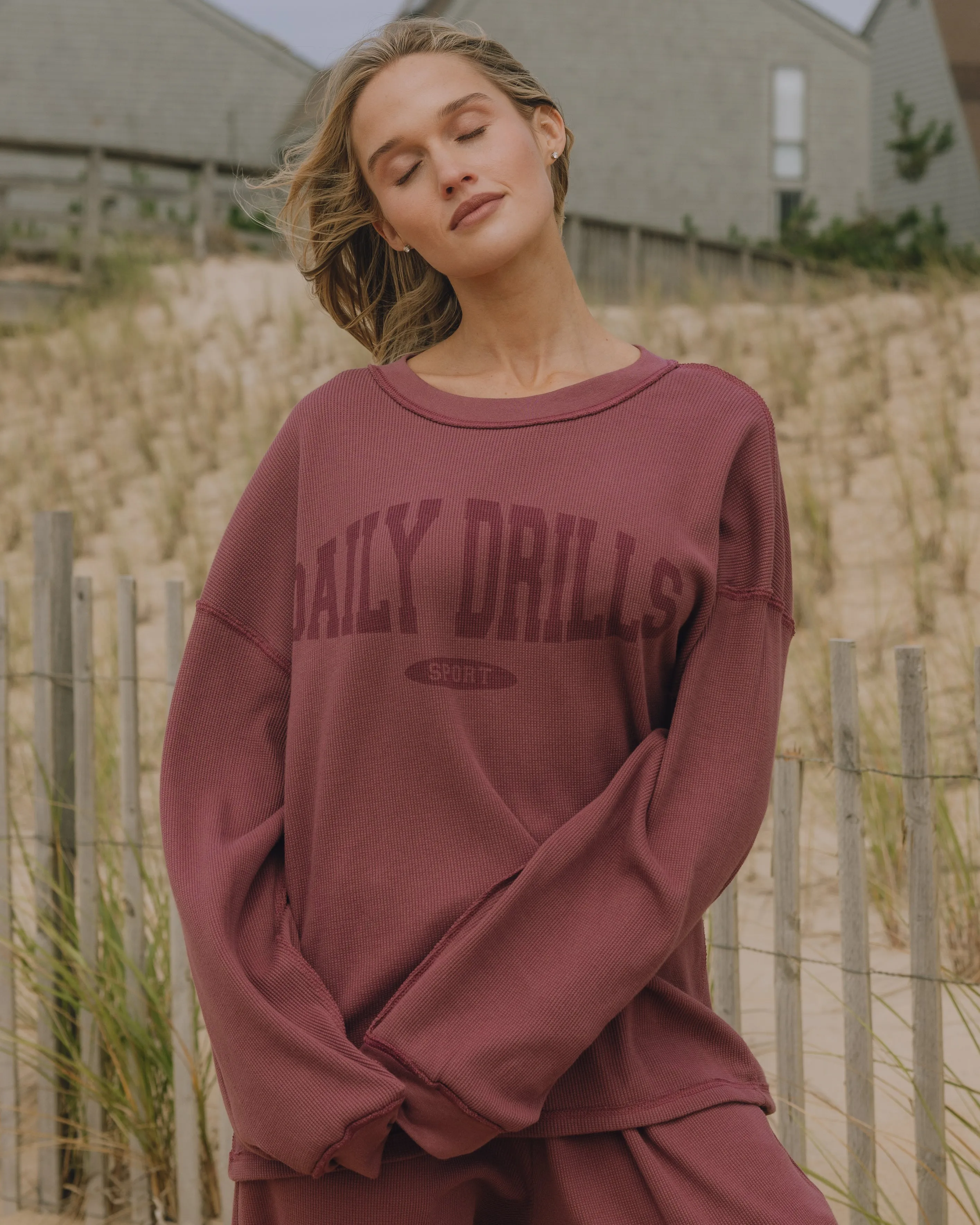 Oversized Sport Thermal - Wine with Monochrome Patch sold by Daily Drills product image thumbnail 2