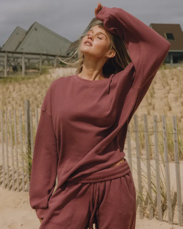 Oversized Sport Thermal - Wine with Monochrome Patch sold by Daily Drills