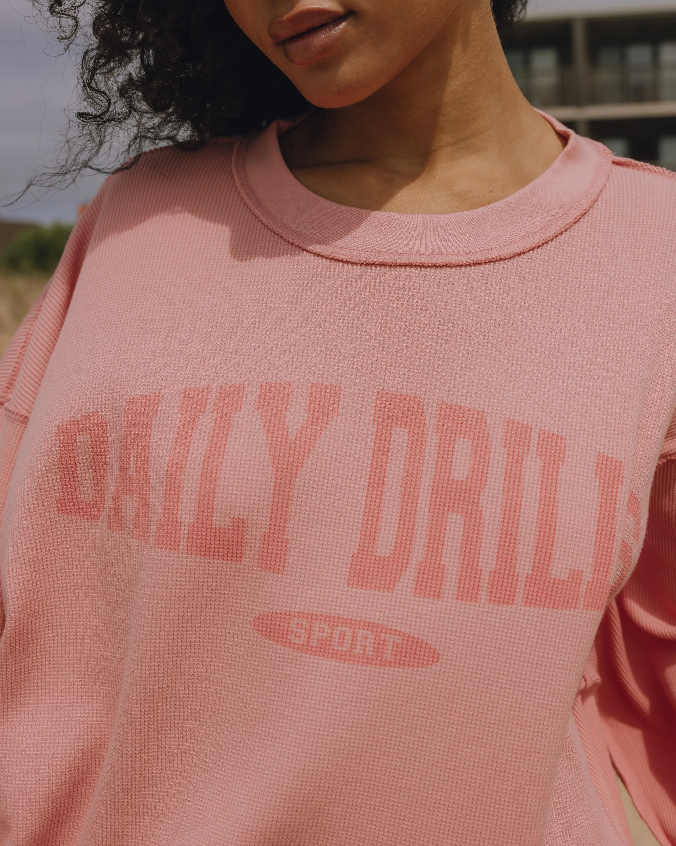 Oversized Sport Thermal - Dusty Rose with Monochrome Patch sold by Daily Drills product image thumbnail 5