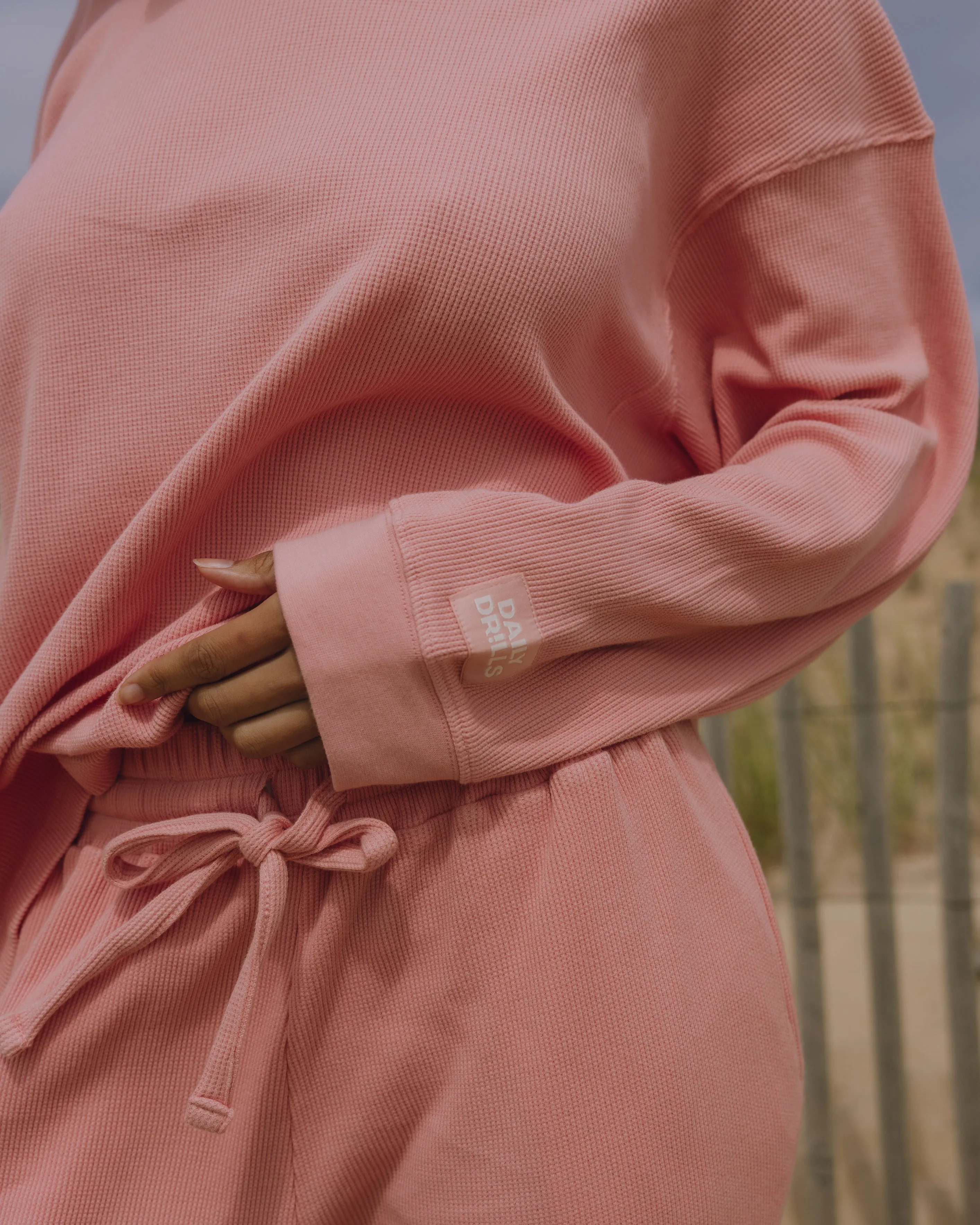 Oversized Sport Thermal - Dusty Rose with Monochrome Patch sold by Daily Drills product image thumbnail 4