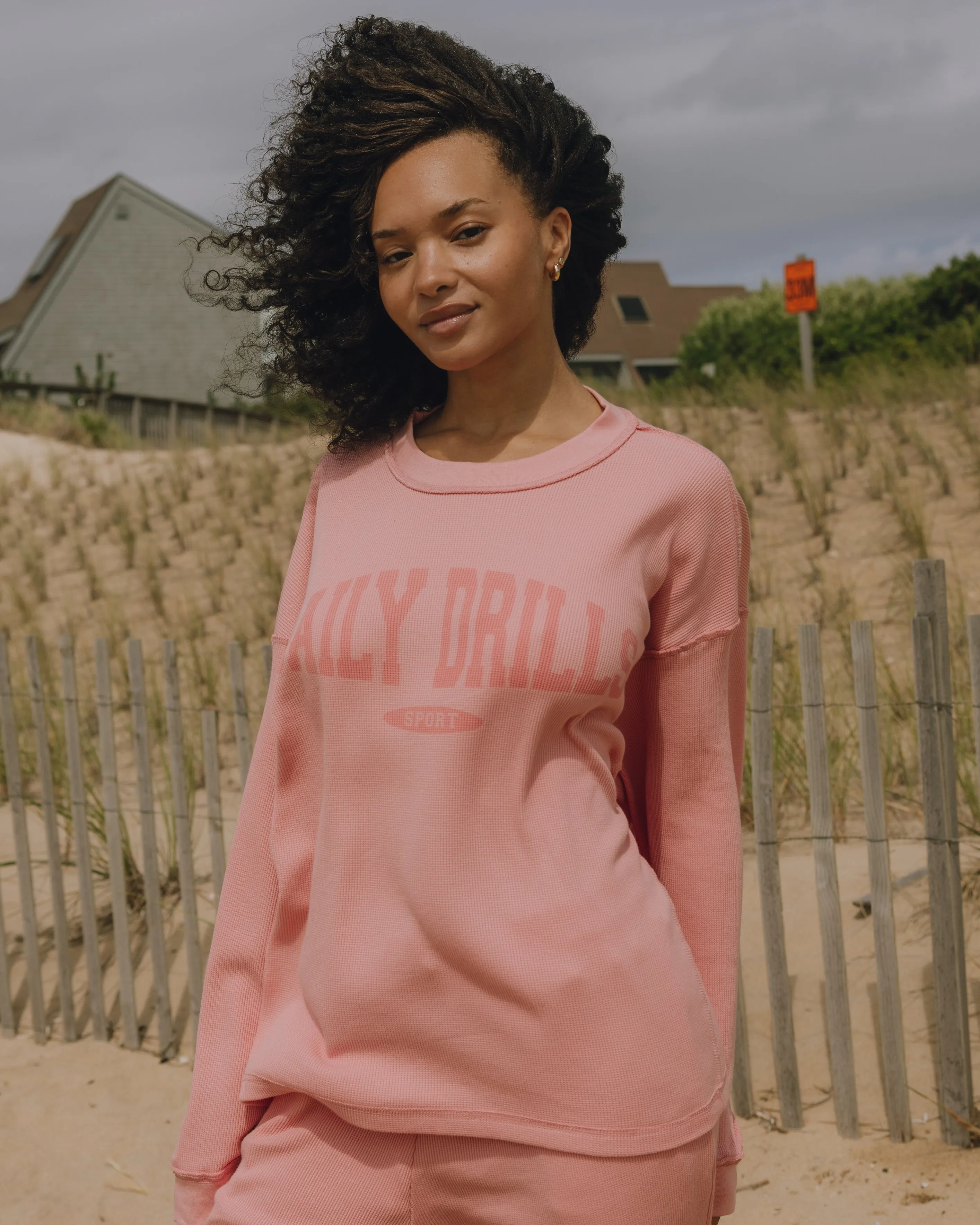 Oversized Sport Thermal - Dusty Rose with Monochrome Patch sold by Daily Drills product image thumbnail 2