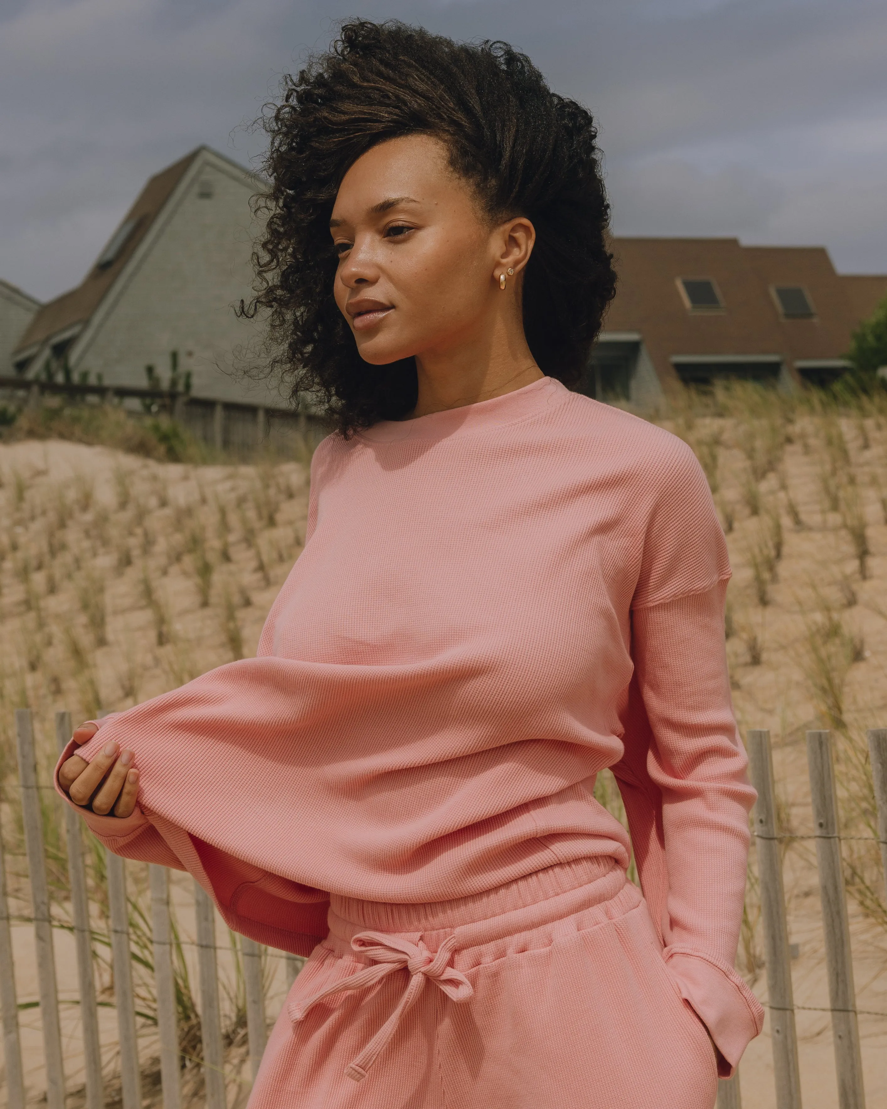 Oversized Sport Thermal - Dusty Rose with Monochrome Patch sold by Daily Drills