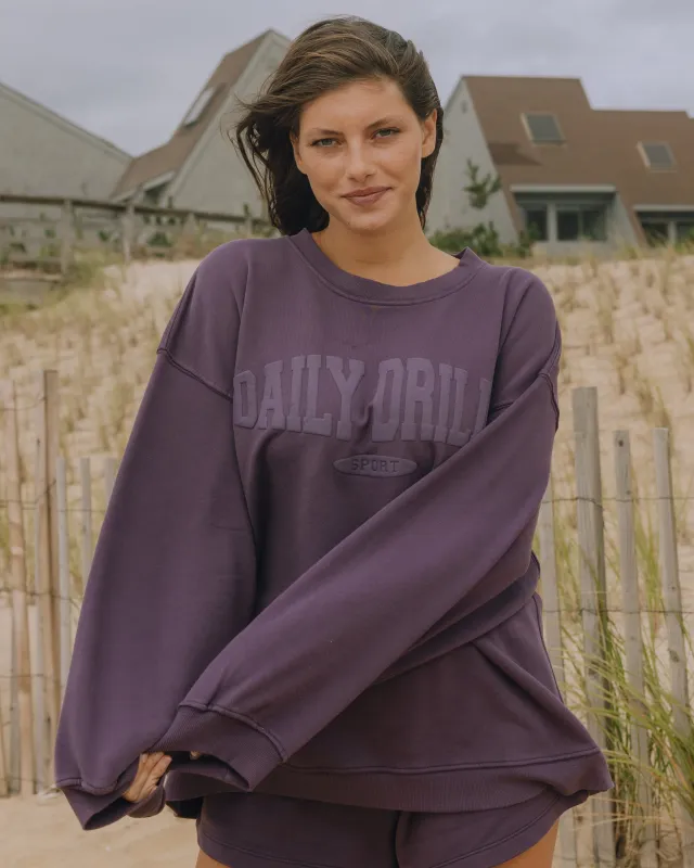 Oversized Sport Crew - Plum with Monochrome Patch sold by Daily Drills