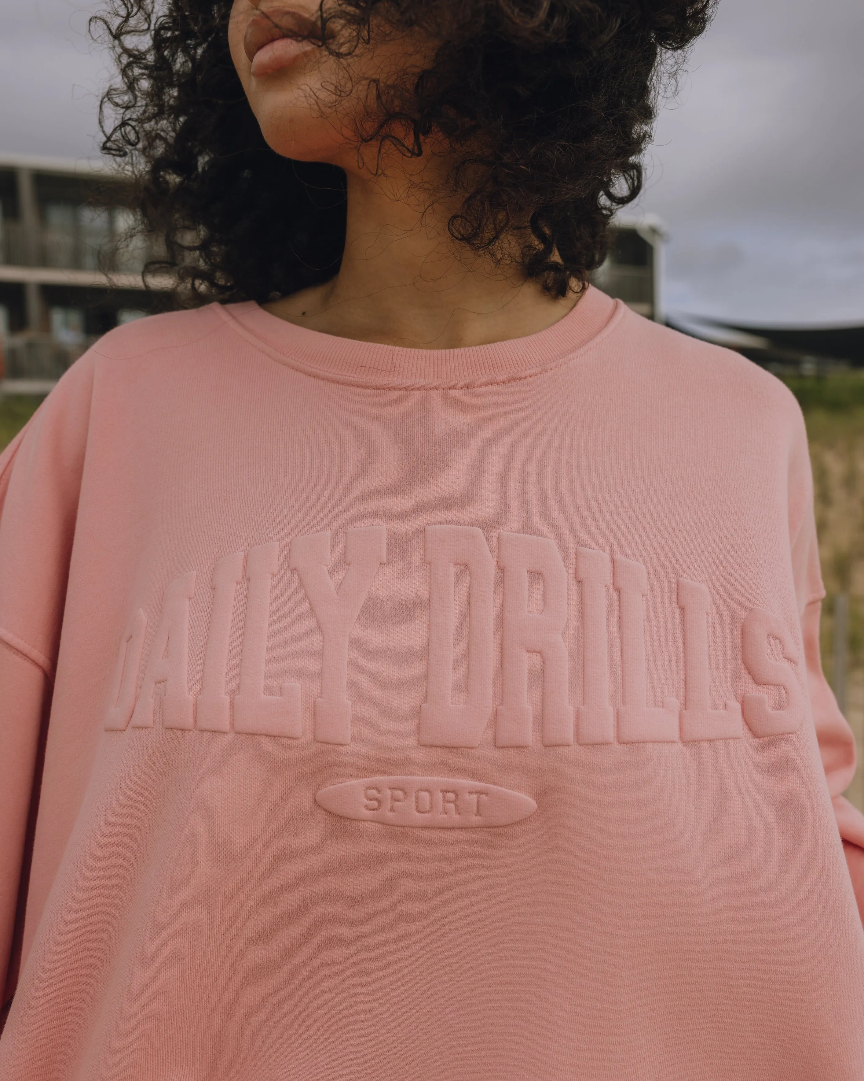 Oversized Sport Crew - Dusty Rose with Monochrome Patch sold by Daily Drills product image thumbnail 3
