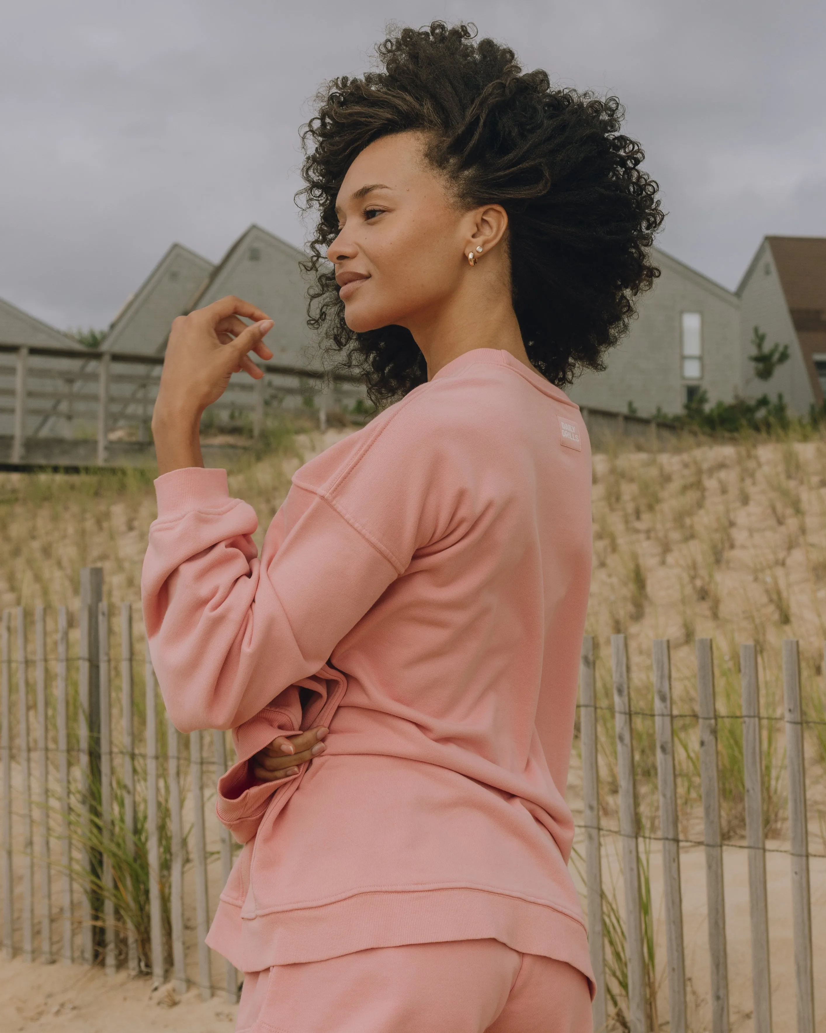 Oversized Sport Crew - Dusty Rose with Monochrome Patch sold by Daily Drills product image thumbnail 2