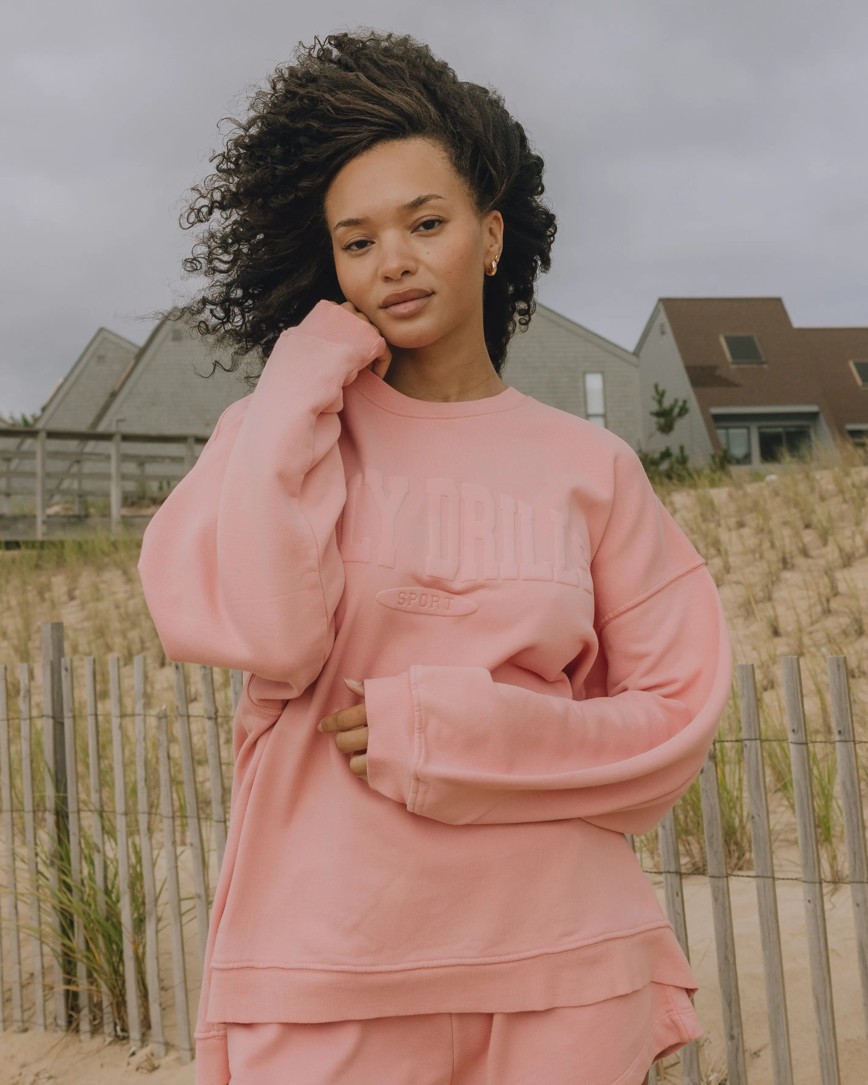 Oversized Sport Crew - Dusty Rose with Monochrome Patch sold by Daily Drills