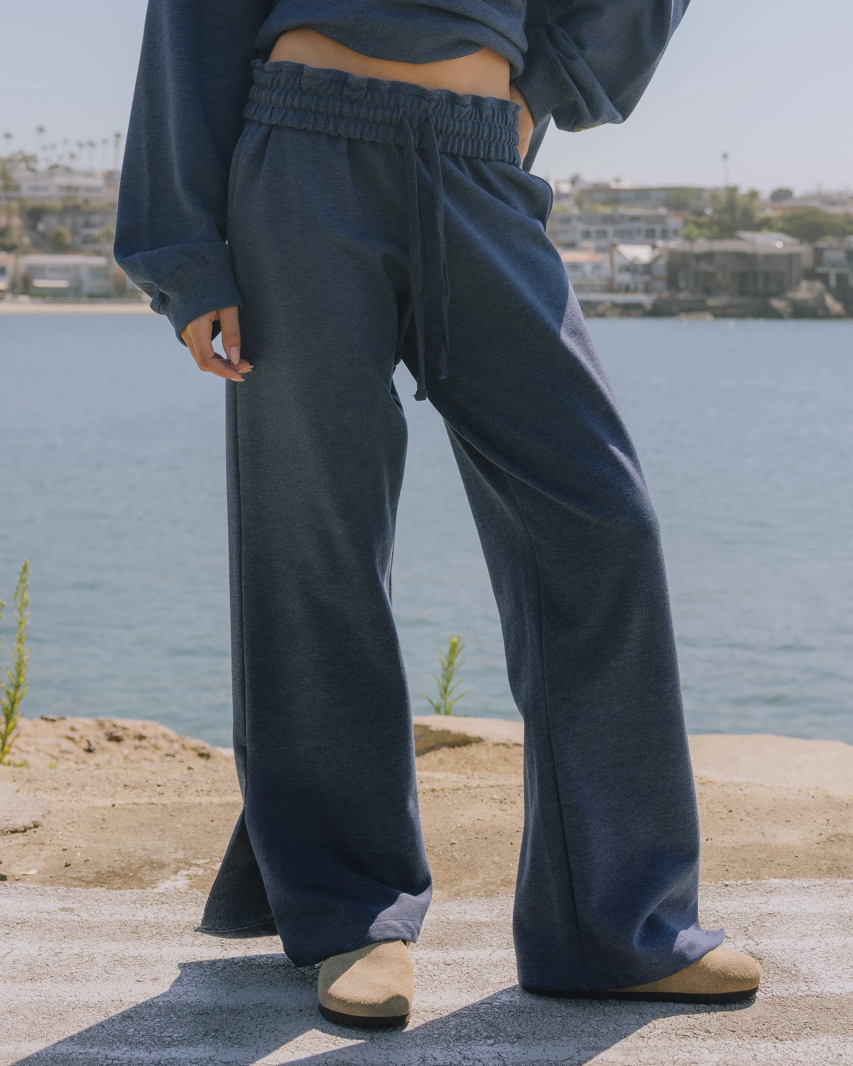 Fleece Wide Leg Sweatpants - Denim sold by Daily Drills product image thumbnail 3