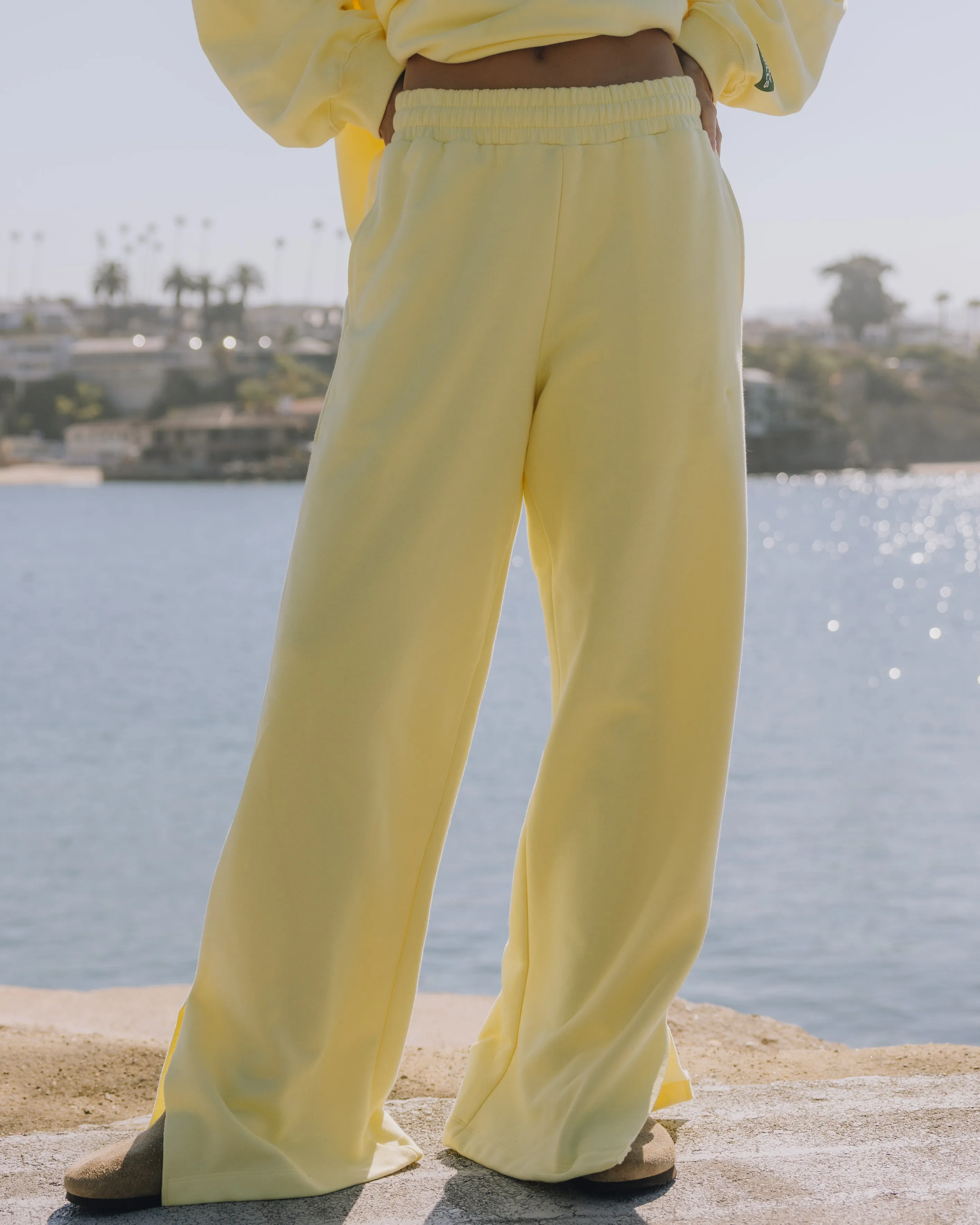 Fleece Wide Leg Sweatpants - Lemonade sold by Daily Drills