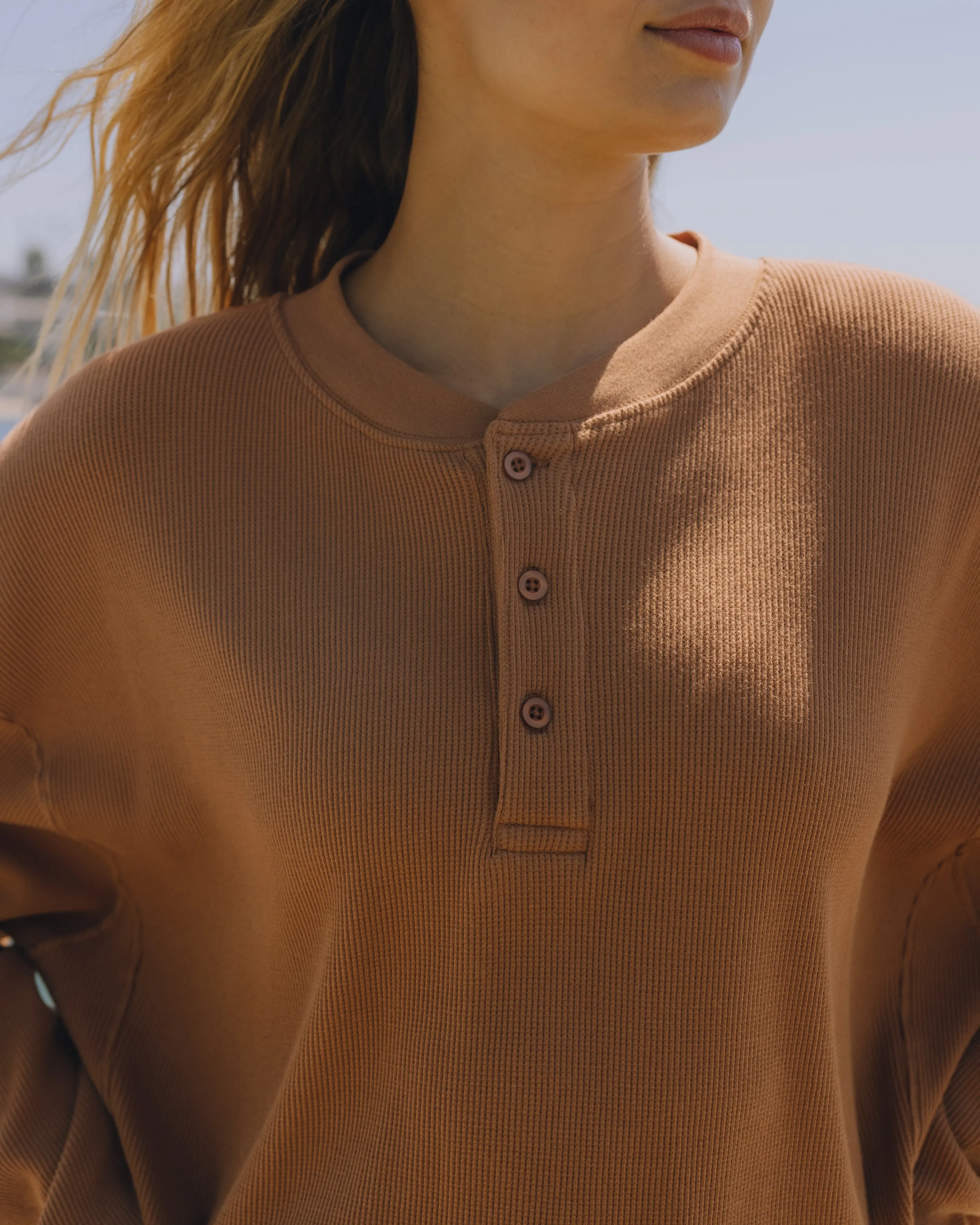 Oversized Thermal Henley - Mousse sold by Daily Drills product image thumbnail 3