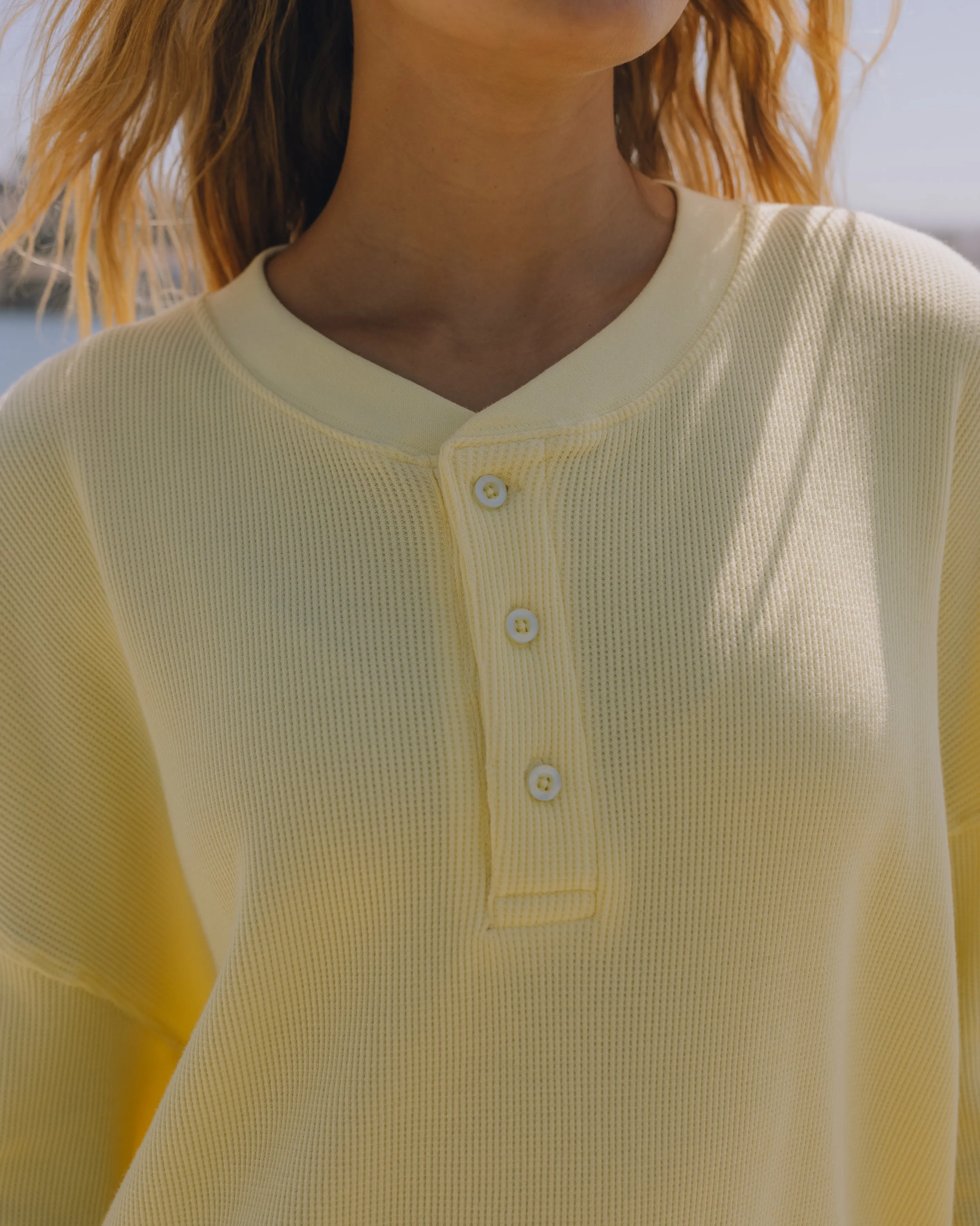 Oversized Thermal Henley - Lemonade sold by Daily Drills product image thumbnail 3
