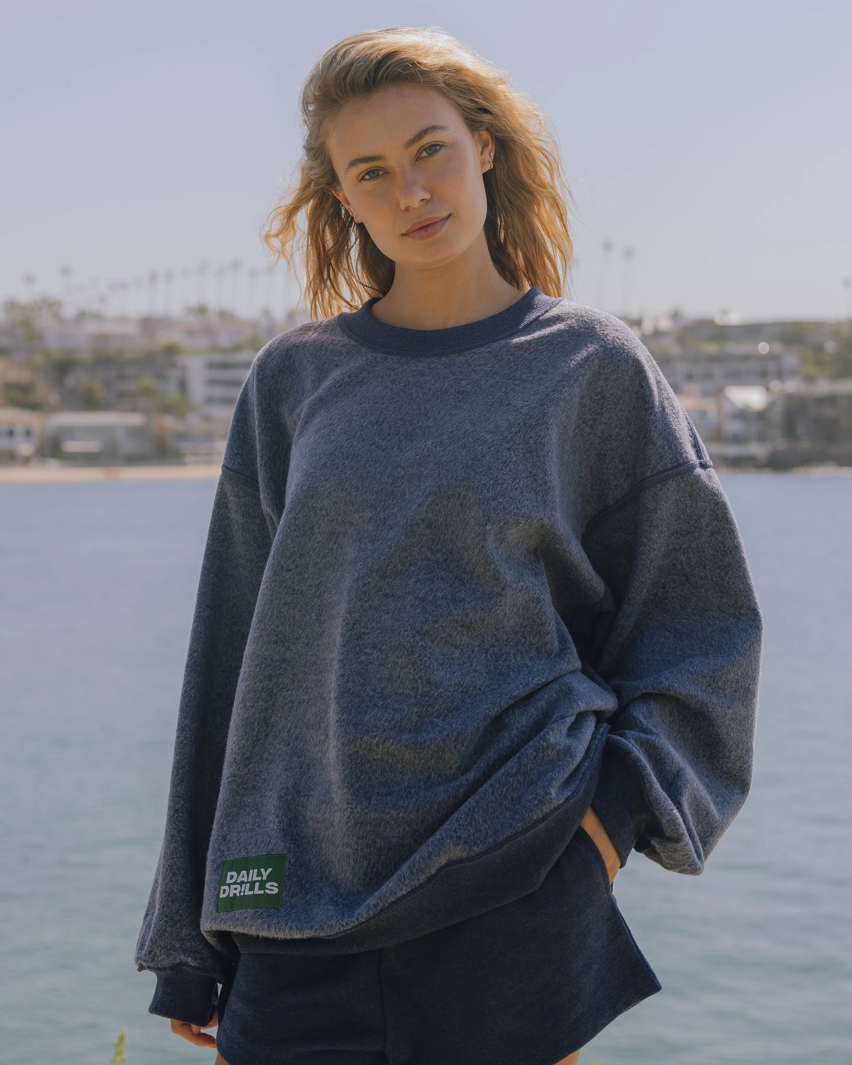 Oversized Fleece Crew - Denim sold by Daily Drills product image thumbnail 3