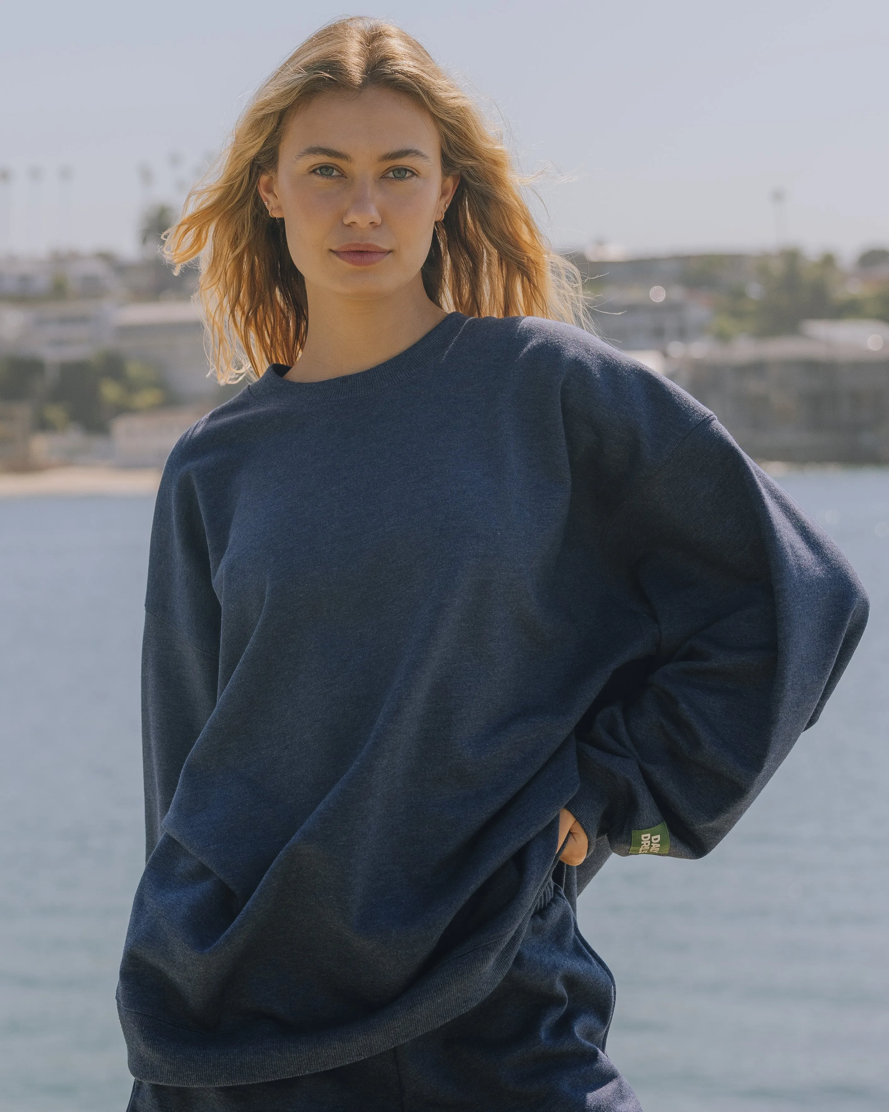 Oversized Fleece Crew - Denim sold by Daily Drills