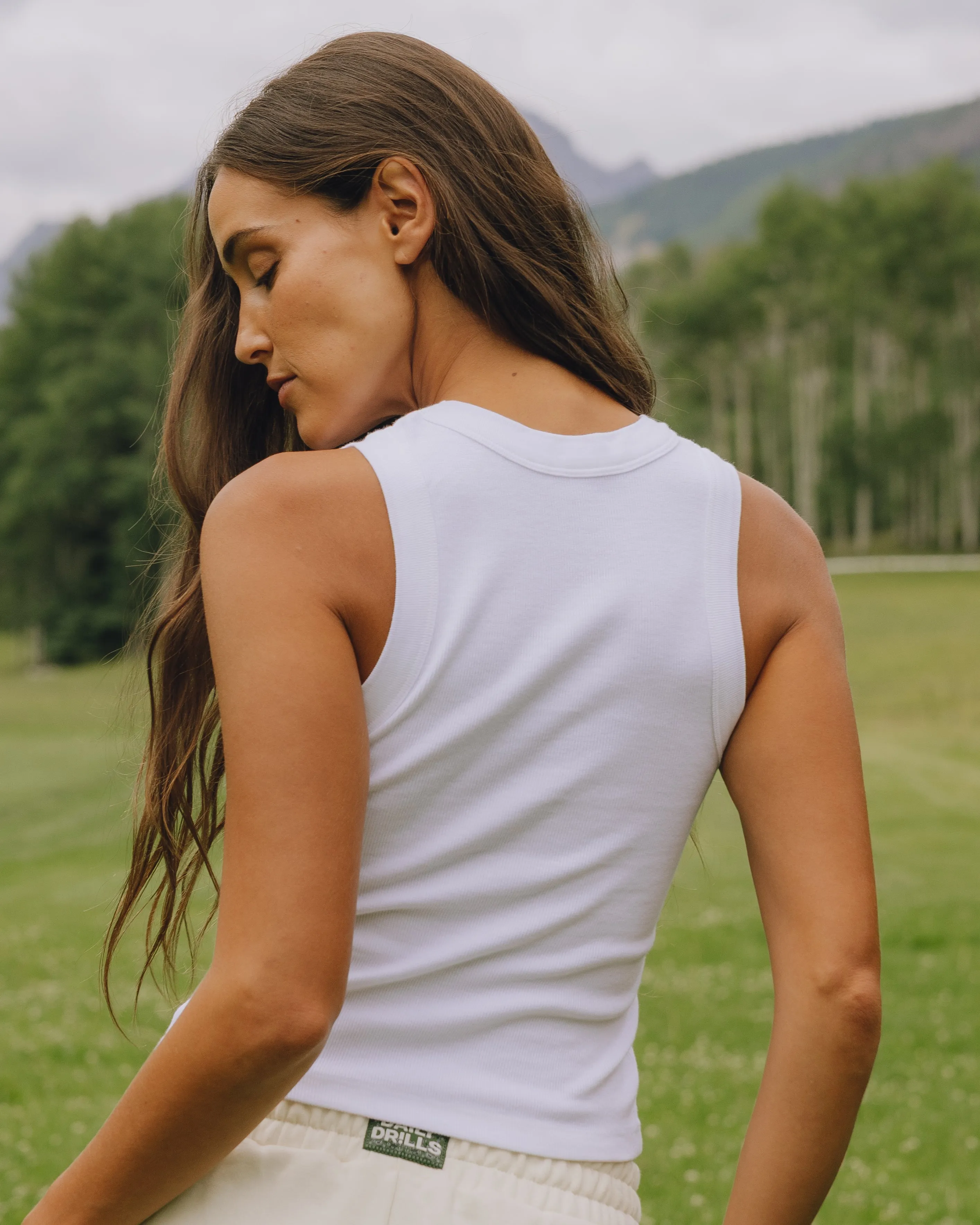 Logo Ribbed Tank - White with Bandana Patch sold by Daily Drills product image thumbnail 2