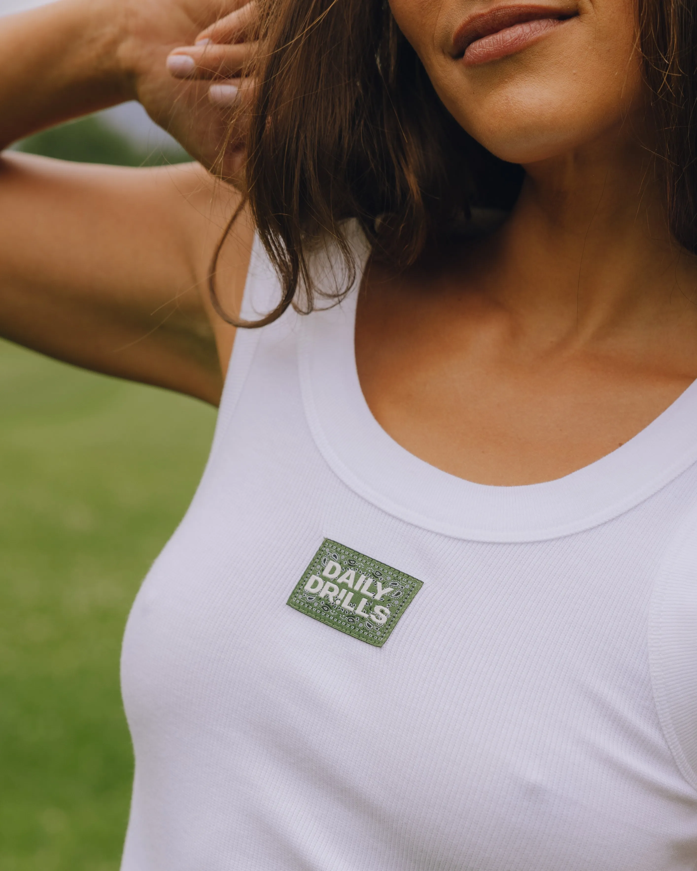 Logo Ribbed Tank - White with Bandana Patch sold by Daily Drills product image thumbnail 3