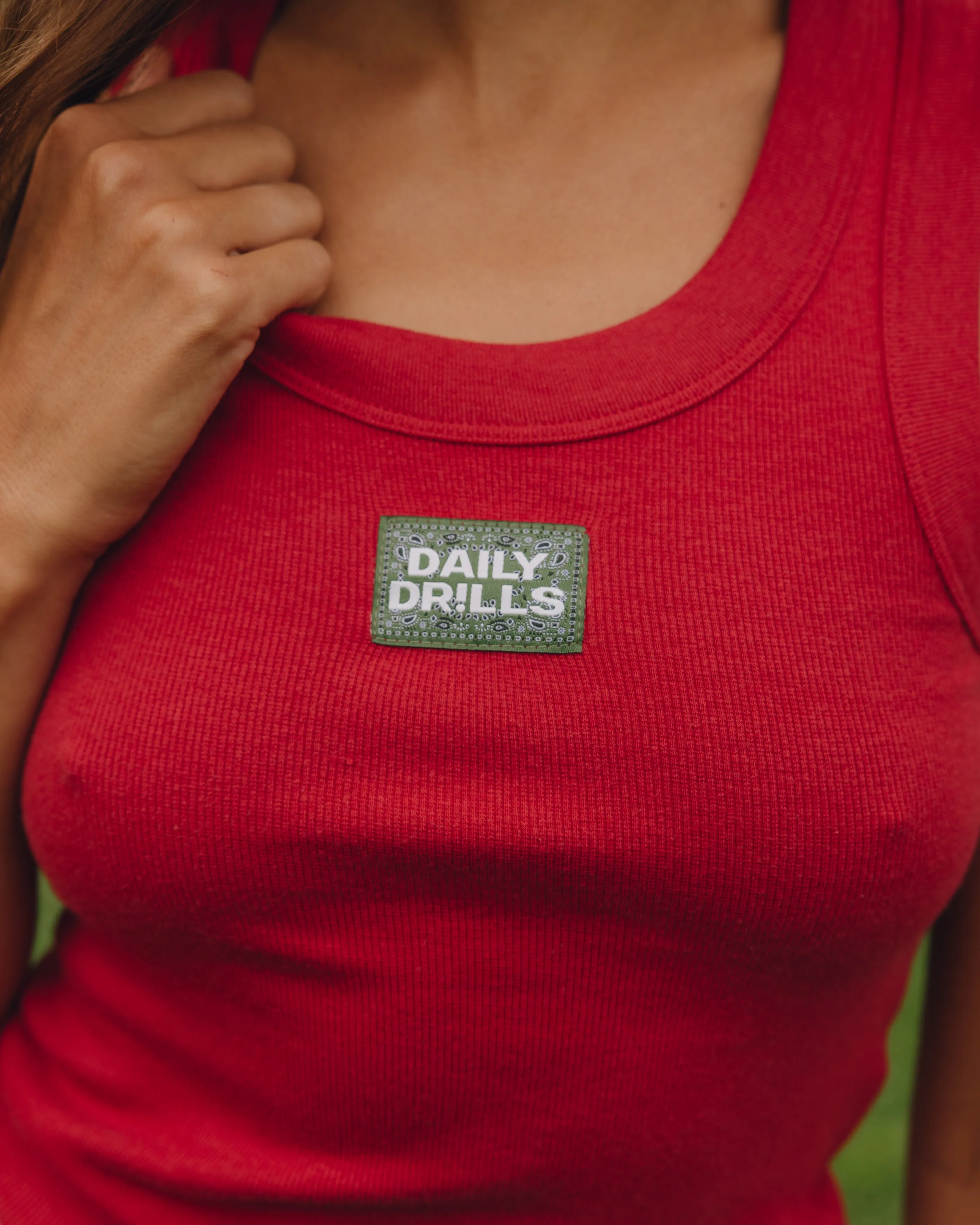 Logo Ribbed Tank - Vintage Red with Bandana Patch sold by Daily Drills product image thumbnail 3