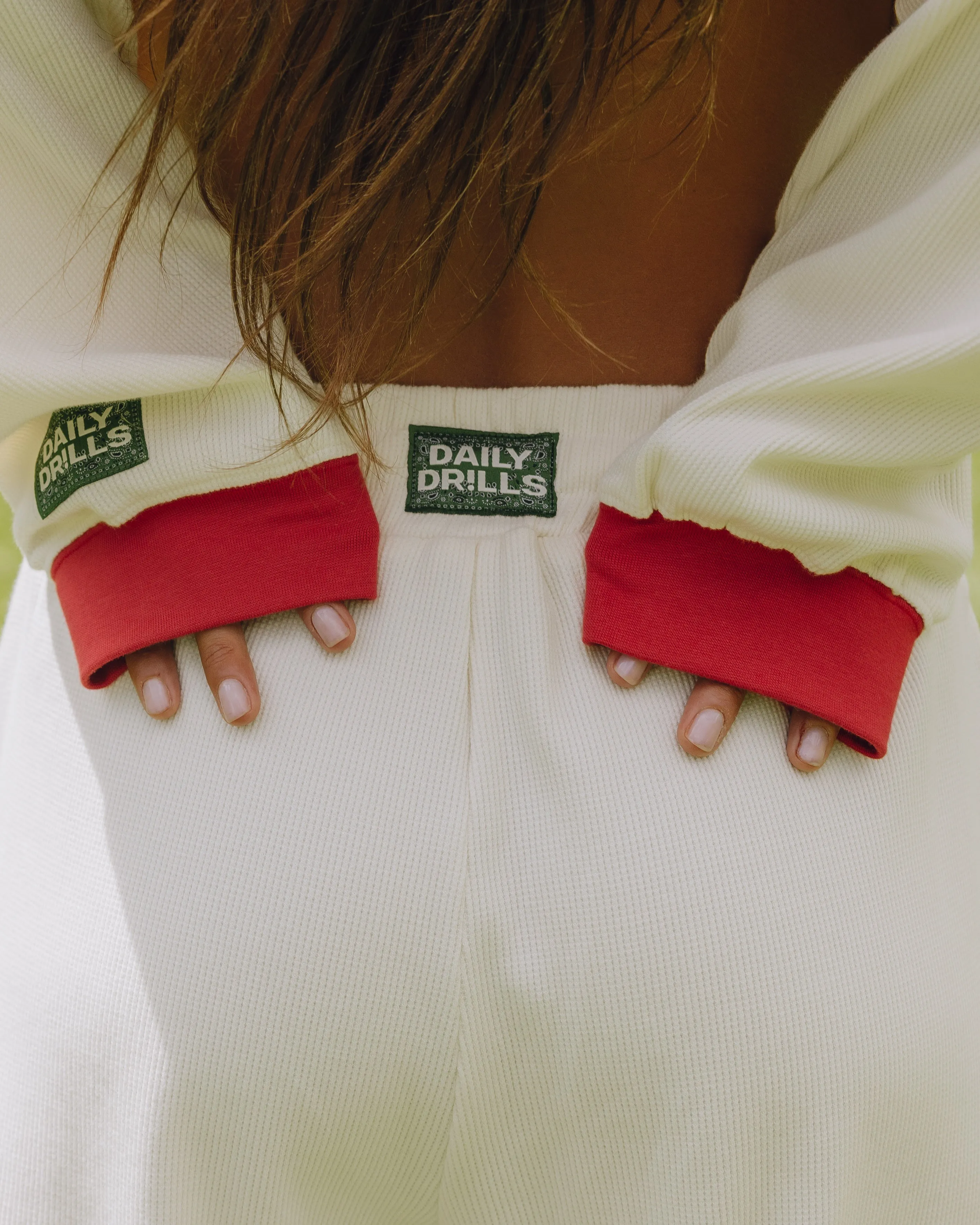 Thermal Resort Pants - Cream with Bandana Patch sold by Daily Drills product image thumbnail 4