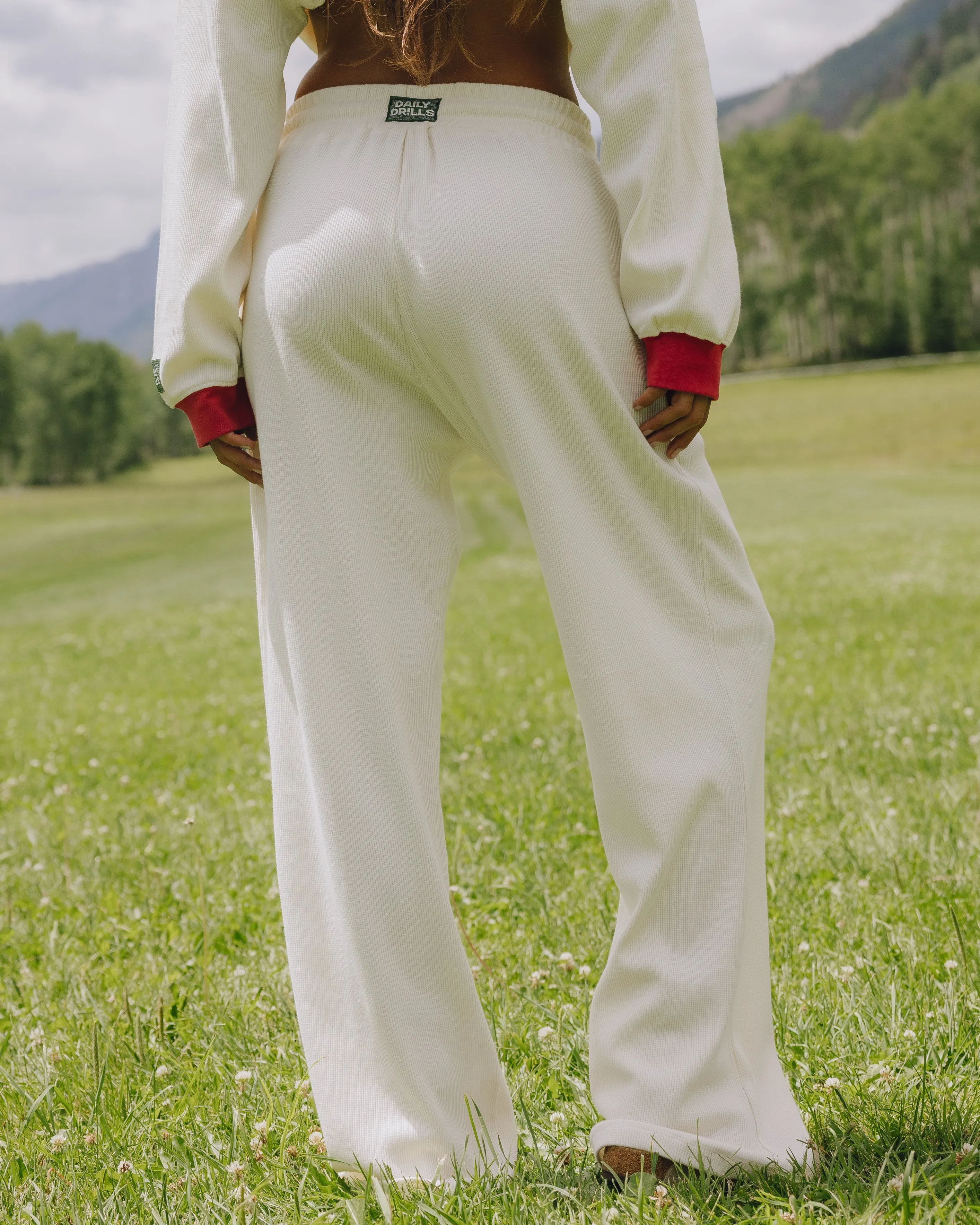 Thermal Resort Pants - Cream with Bandana Patch sold by Daily Drills product image thumbnail 2