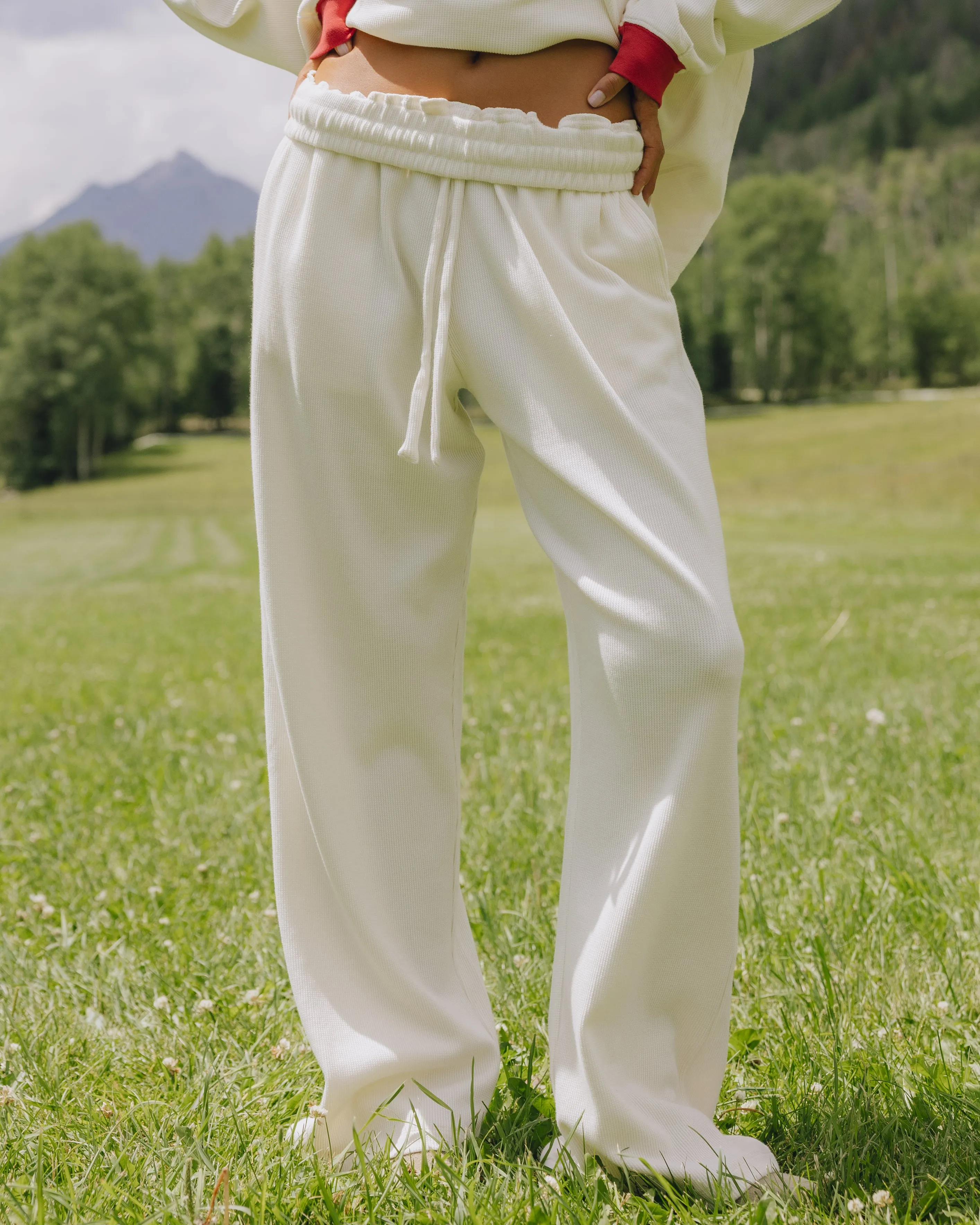 Thermal Resort Pants - Cream with Bandana Patch sold by Daily Drills product image thumbnail 3