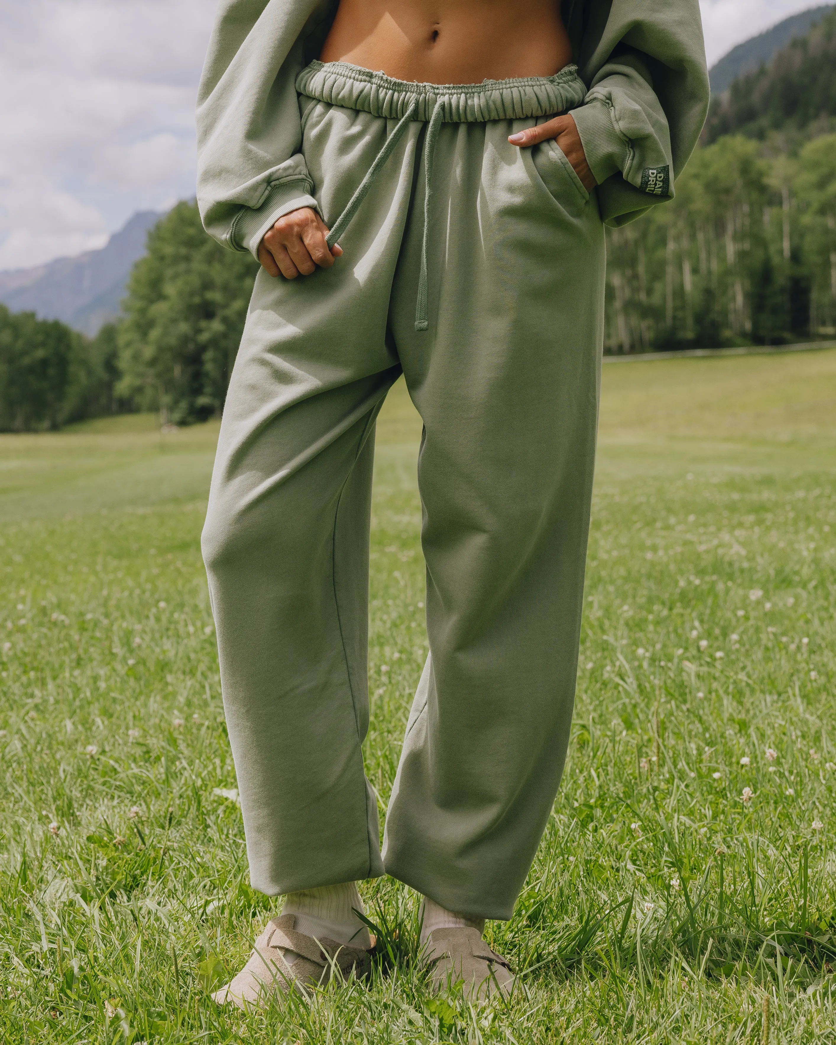 Unisex Joggers - Sunbleached DD Green with Bandana Patch sold by Daily Drills product image thumbnail 3