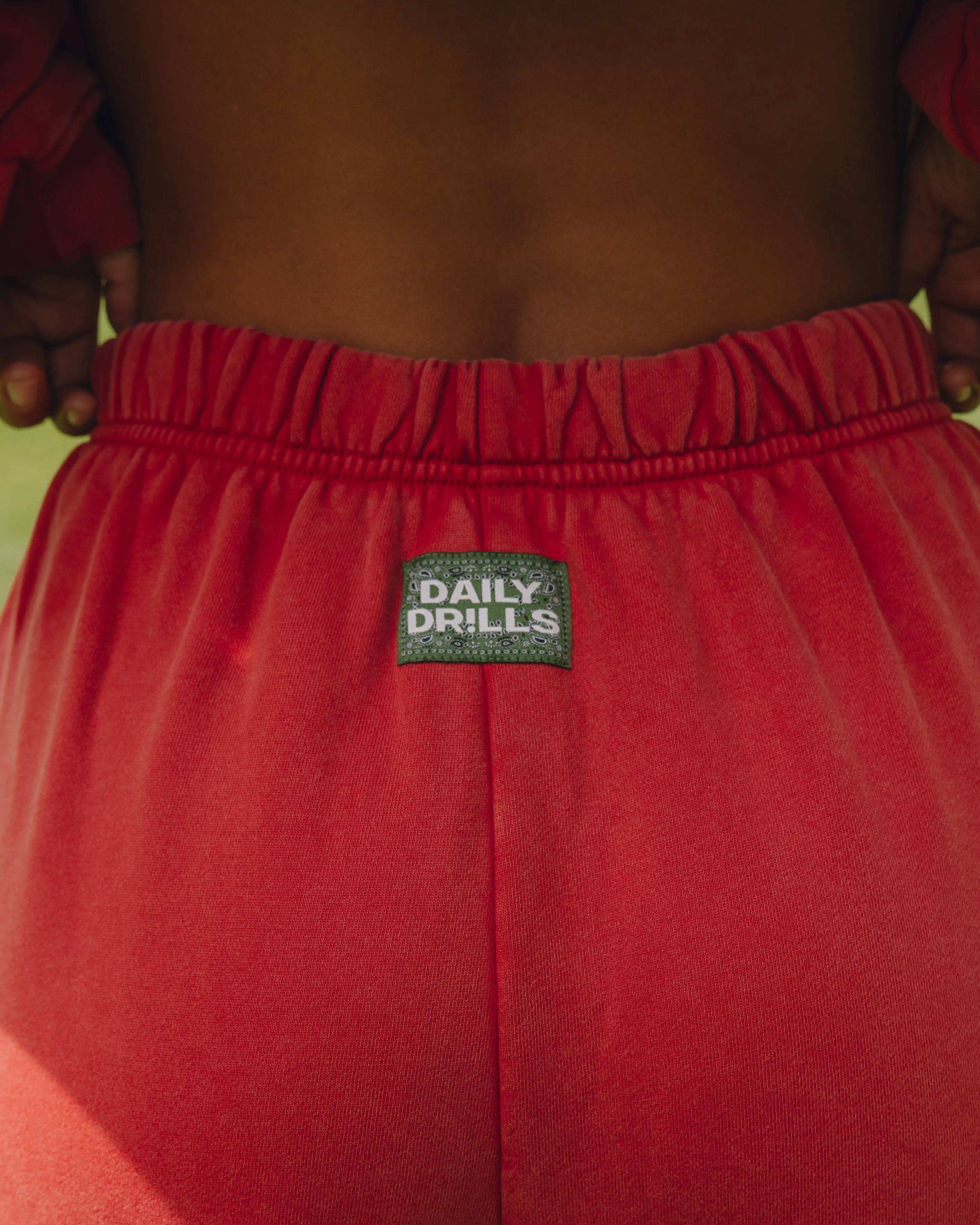 Unisex Joggers - Sunbleached Vintage Red with Bandana Patch sold by Daily Drills product image thumbnail 4