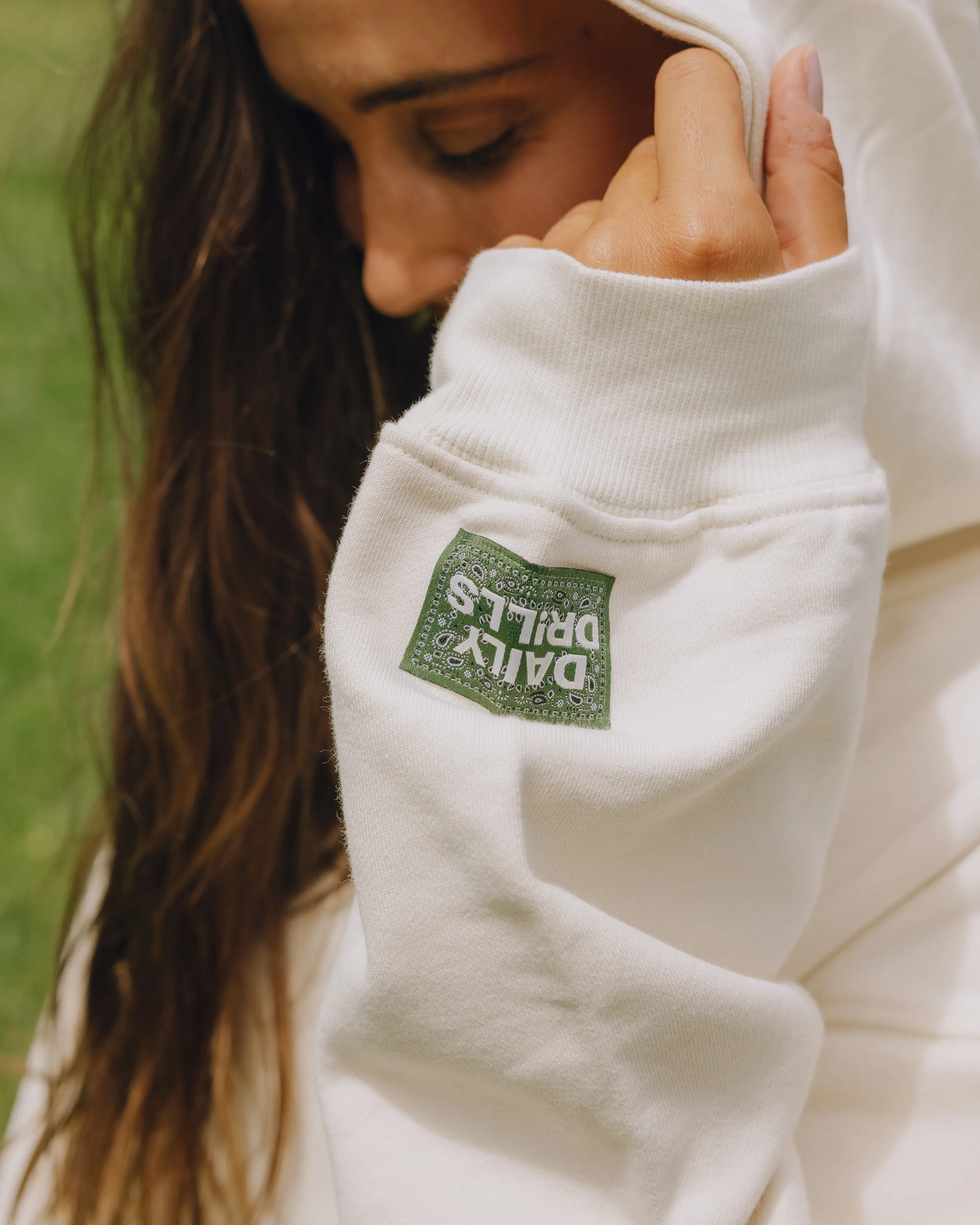 Unisex Oversized Hoodie - Sand with Bandana Patch sold by Daily Drills product image thumbnail 3