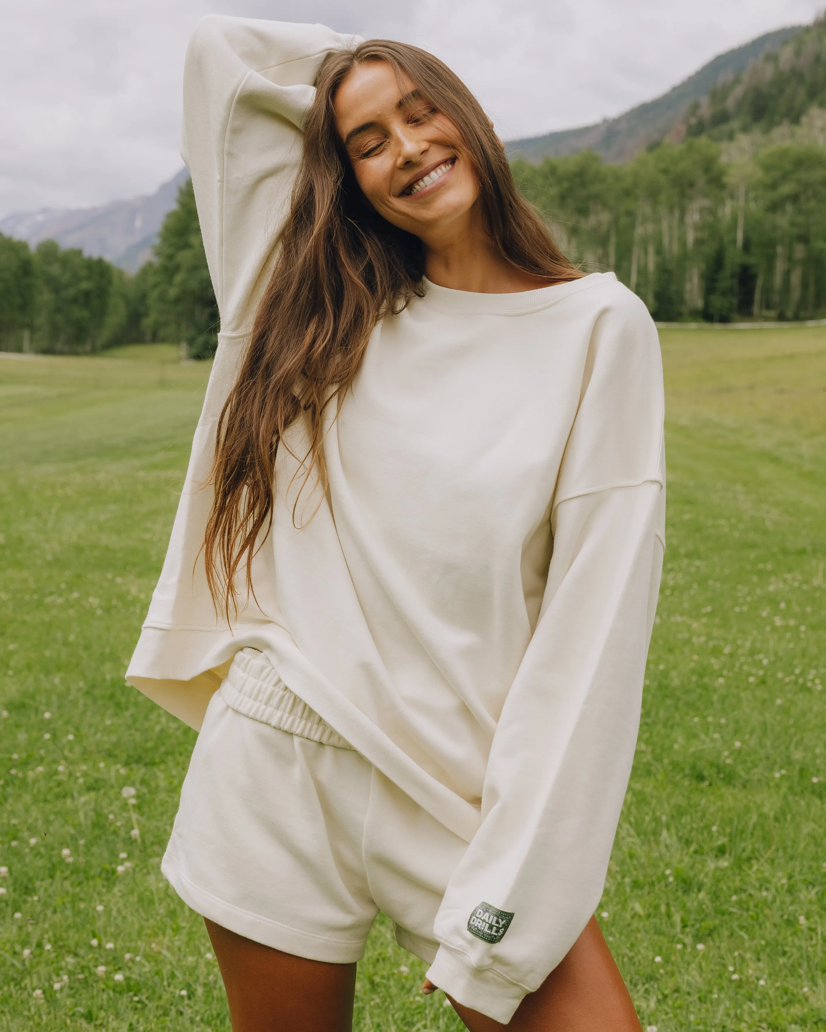 Unisex Oversized Crew - Sand with Bandana Patch sold by Daily Drills