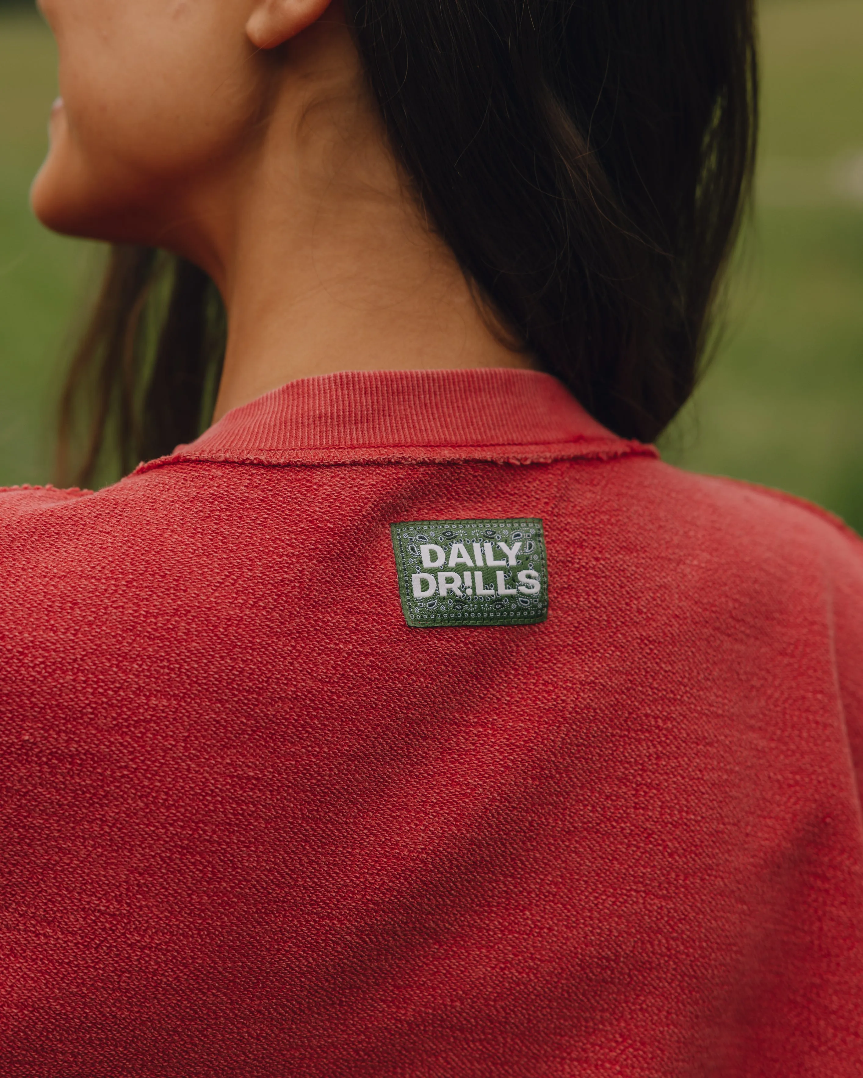 Unisex Oversized Crew - Sunbleached Vintage Red with Bandana Patch sold by Daily Drills product image thumbnail 4