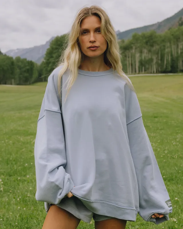 Unisex Oversized Crew - Sunbleached Mist with Bandana Patch sold by Daily Drills