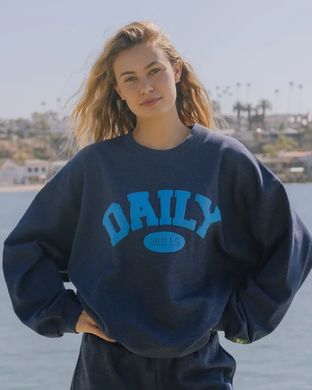 Oversized Fleece Daily Crew - Denim with Tide sold by Daily Drills