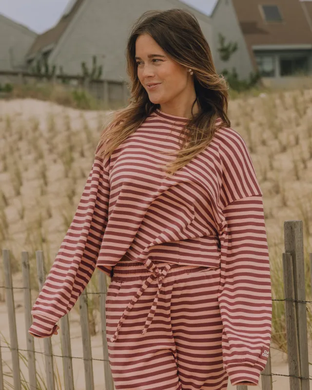 Striped Cotton Long Sleeve - Wine + Dusty Rose Stripe made by Daily Drills