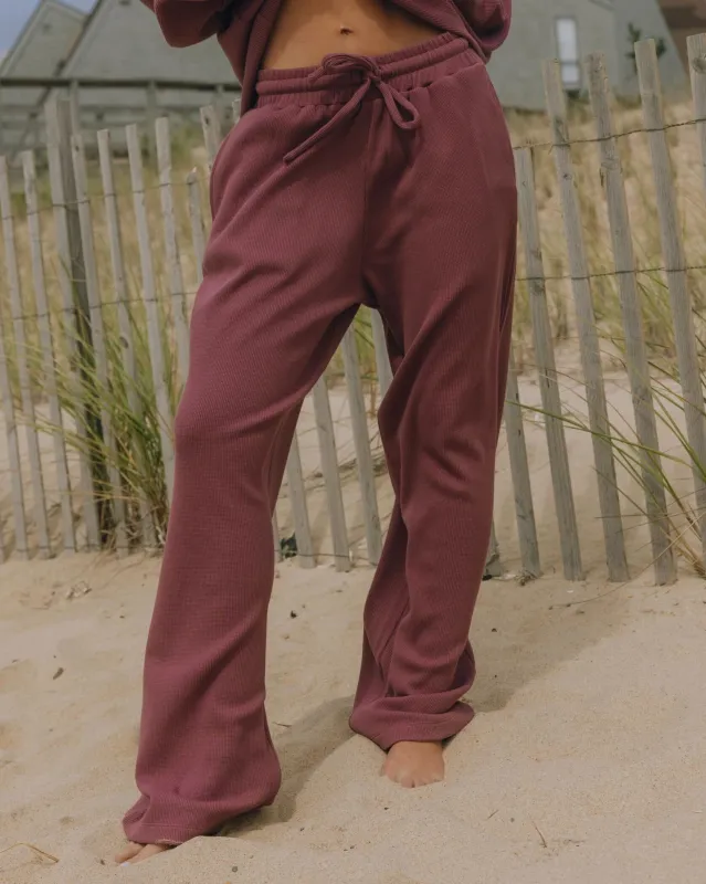 Thermal Resort Pants - Wine with Monochrome Patch sold by Daily Drills
