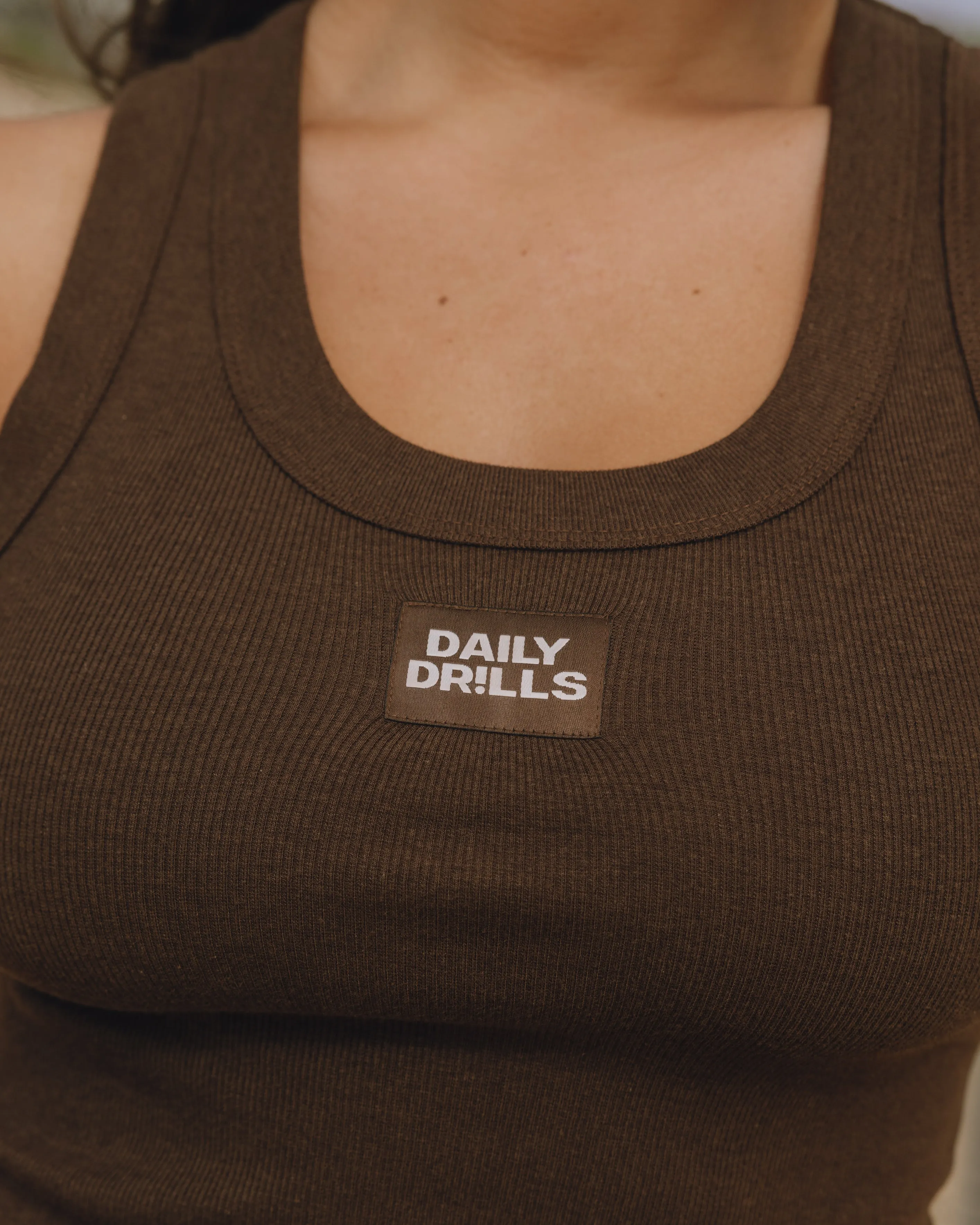 Logo Ribbed Tank - Coco with Monochrome Patch sold by Daily Drills product image thumbnail 3