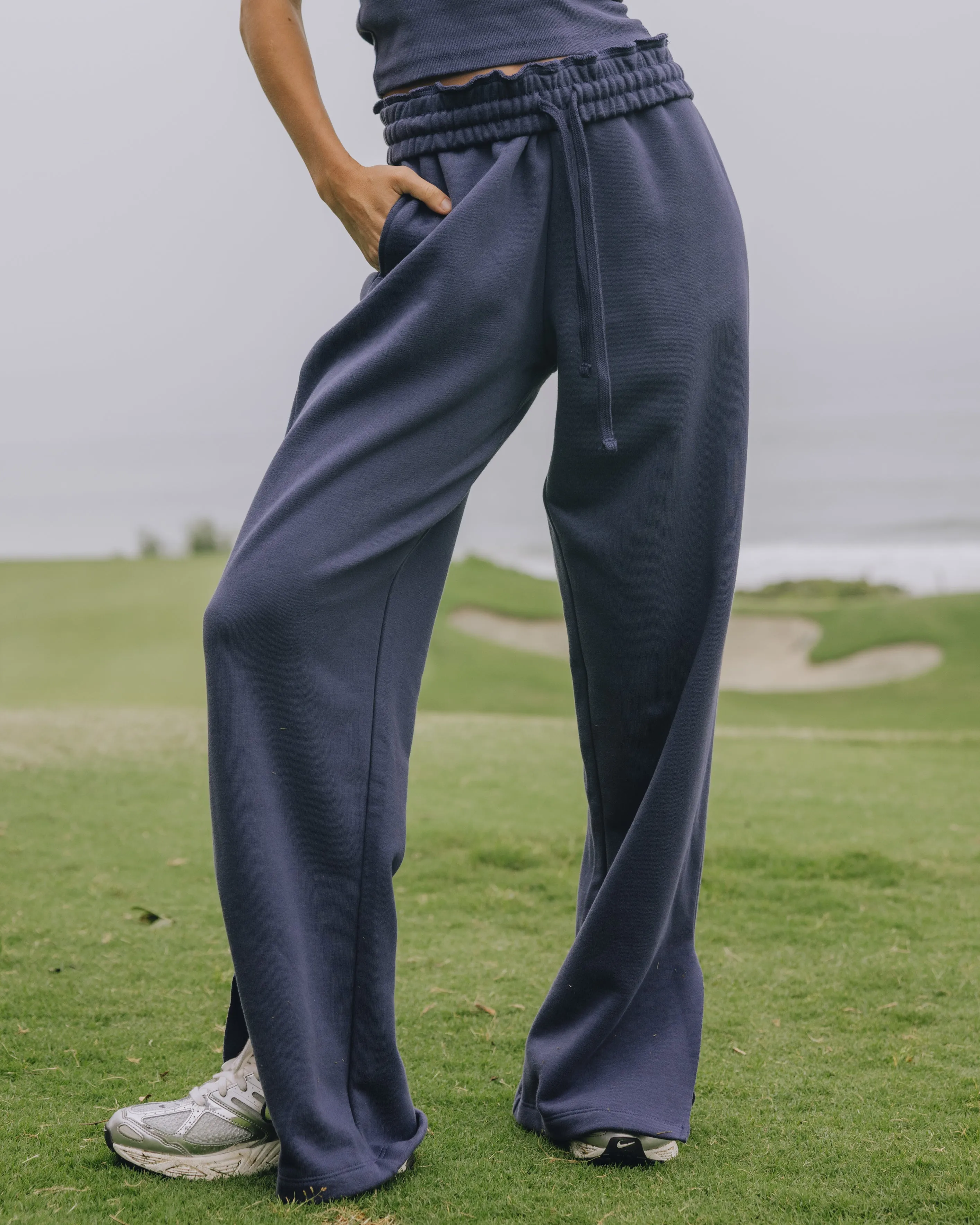 Fleece Wide Leg Sweatpants - Navy sold by Daily Drills product image thumbnail 3