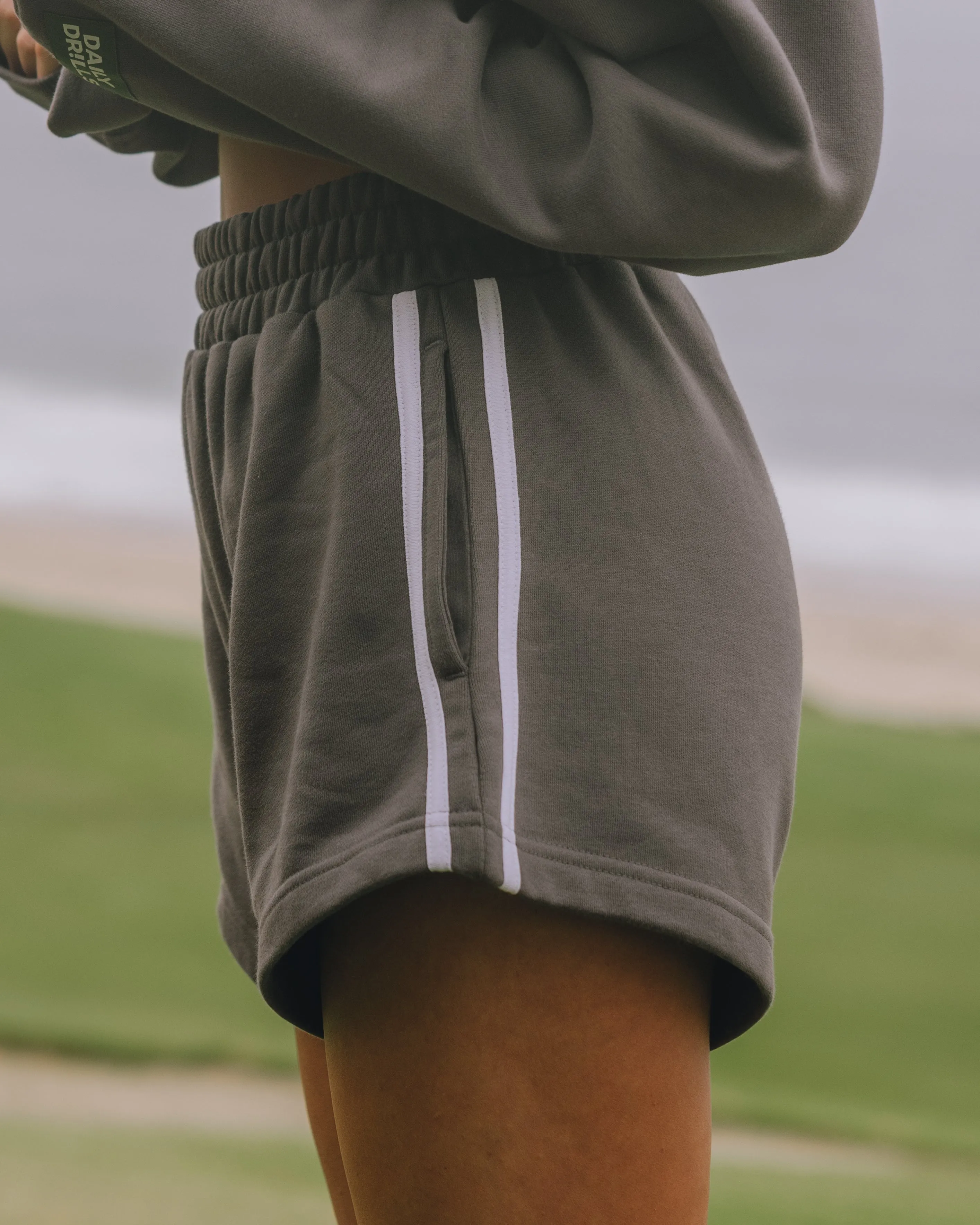 Fleece Super Shorts with Stripes - Vintage Black sold by Daily Drills product image thumbnail 4