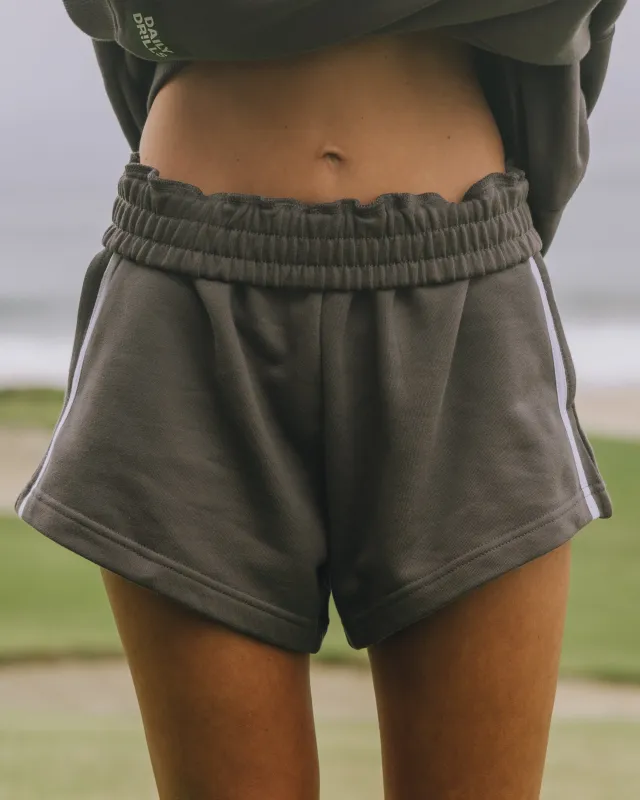 Fleece Super Shorts with Stripes - Vintage Black sold by Daily Drills