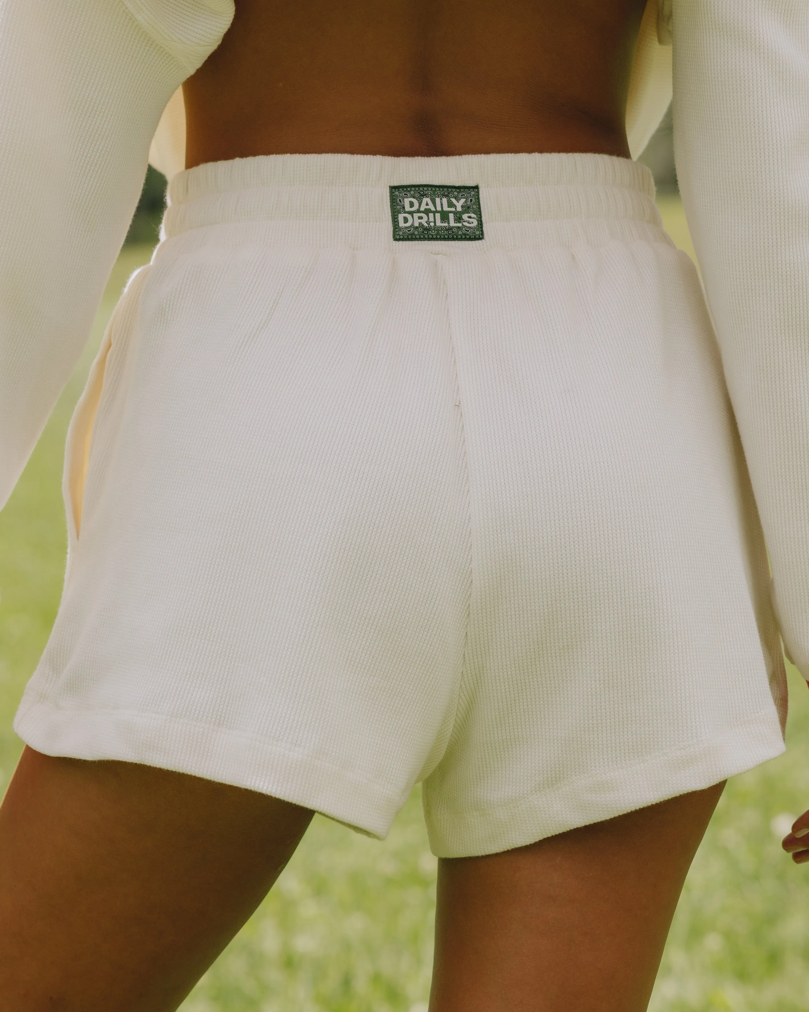 Thermal Resort Shorts - Cream with Bandana Patch sold by Daily Drills product image thumbnail 2